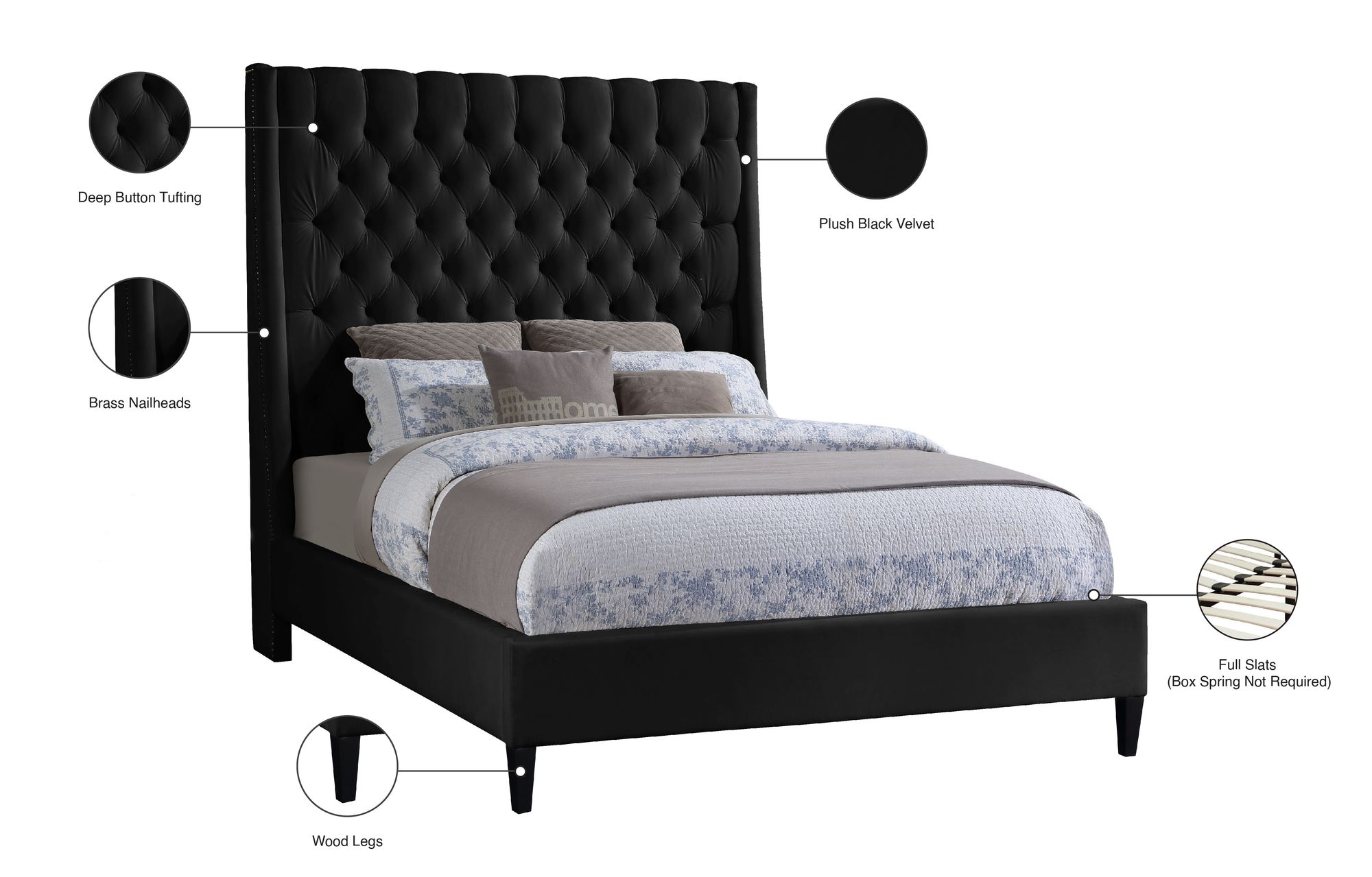 Fritz Velvet Full Size Bed