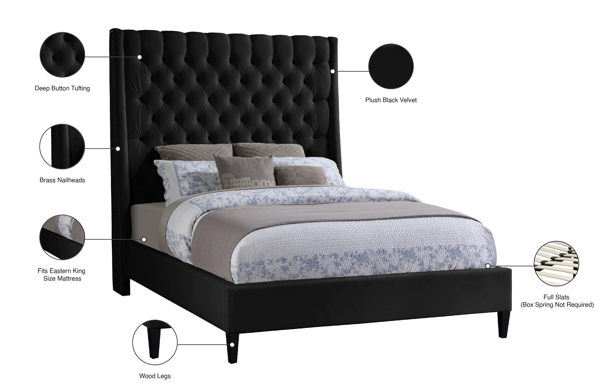 Fritz Velvet King Size Bed