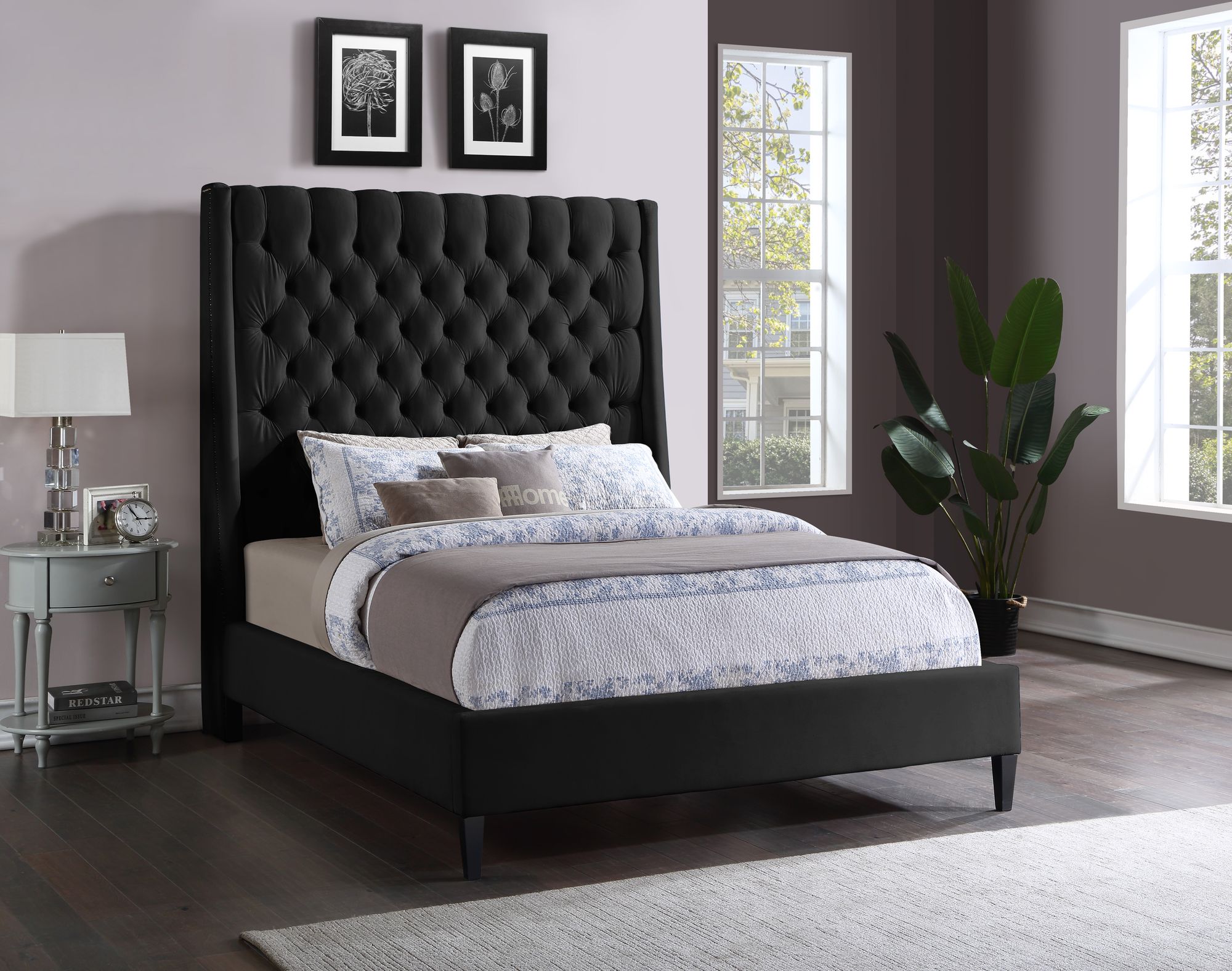 Fritz Velvet Queen Size Bed