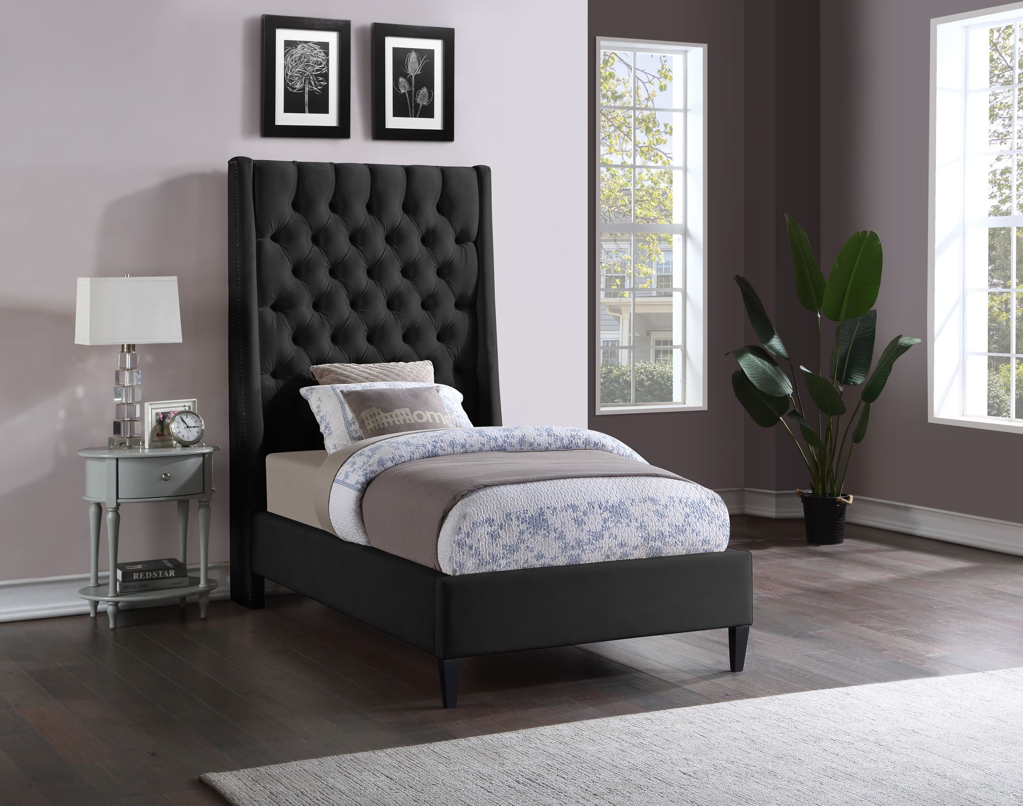 Fritz Velvet Twin Size Bed