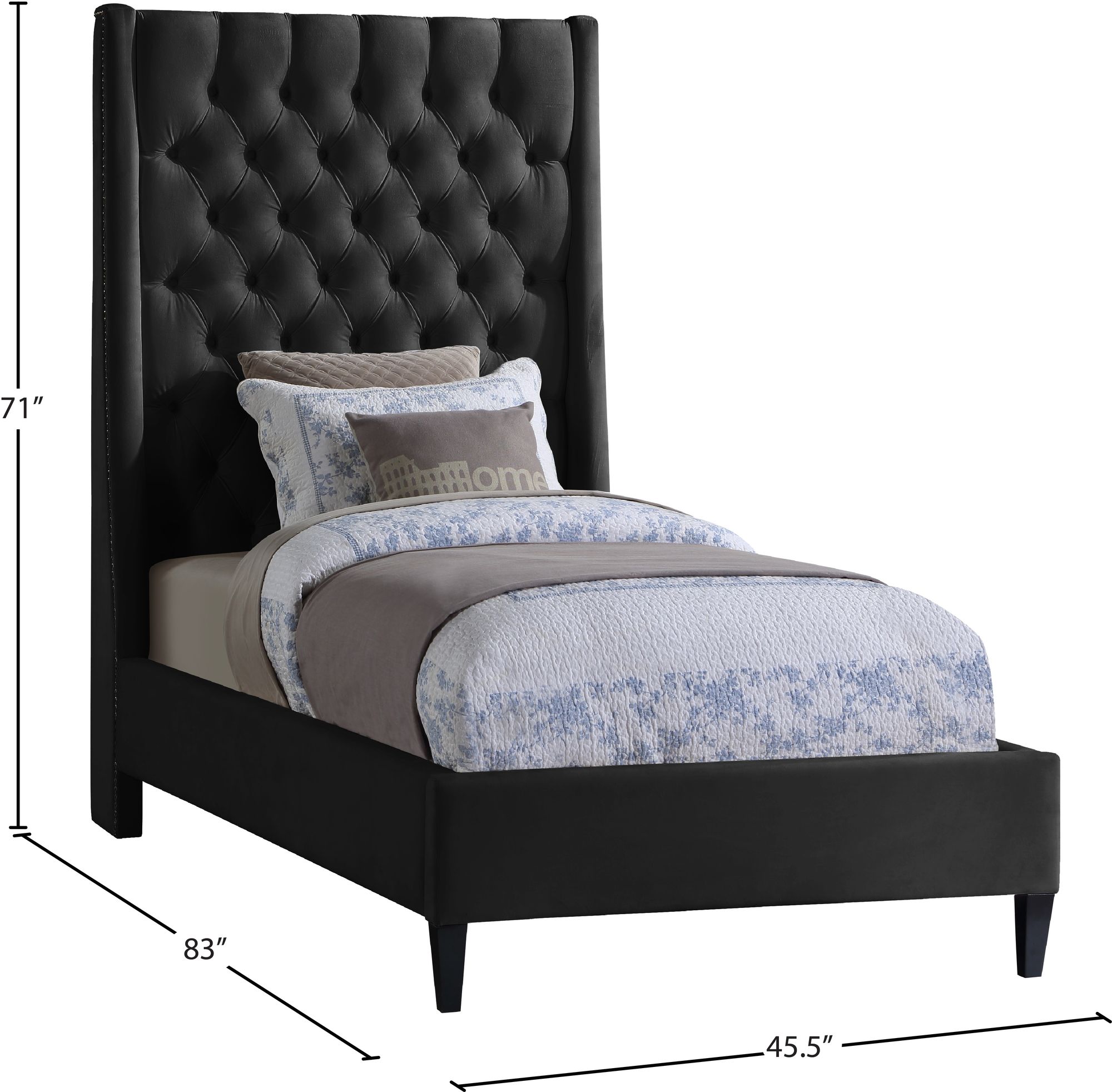 Fritz Velvet Twin Size Bed