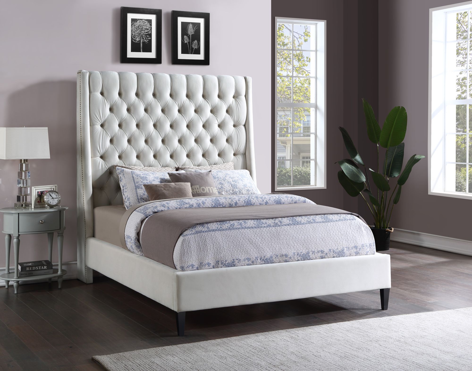 Fritz Velvet Queen Size Bed