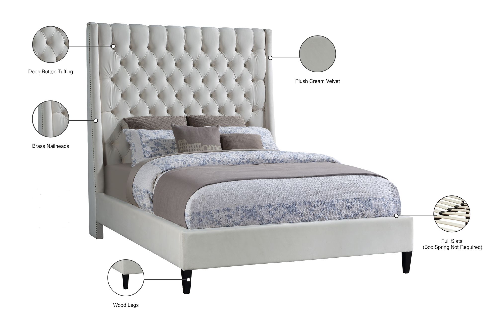 Fritz Velvet Queen Size Bed