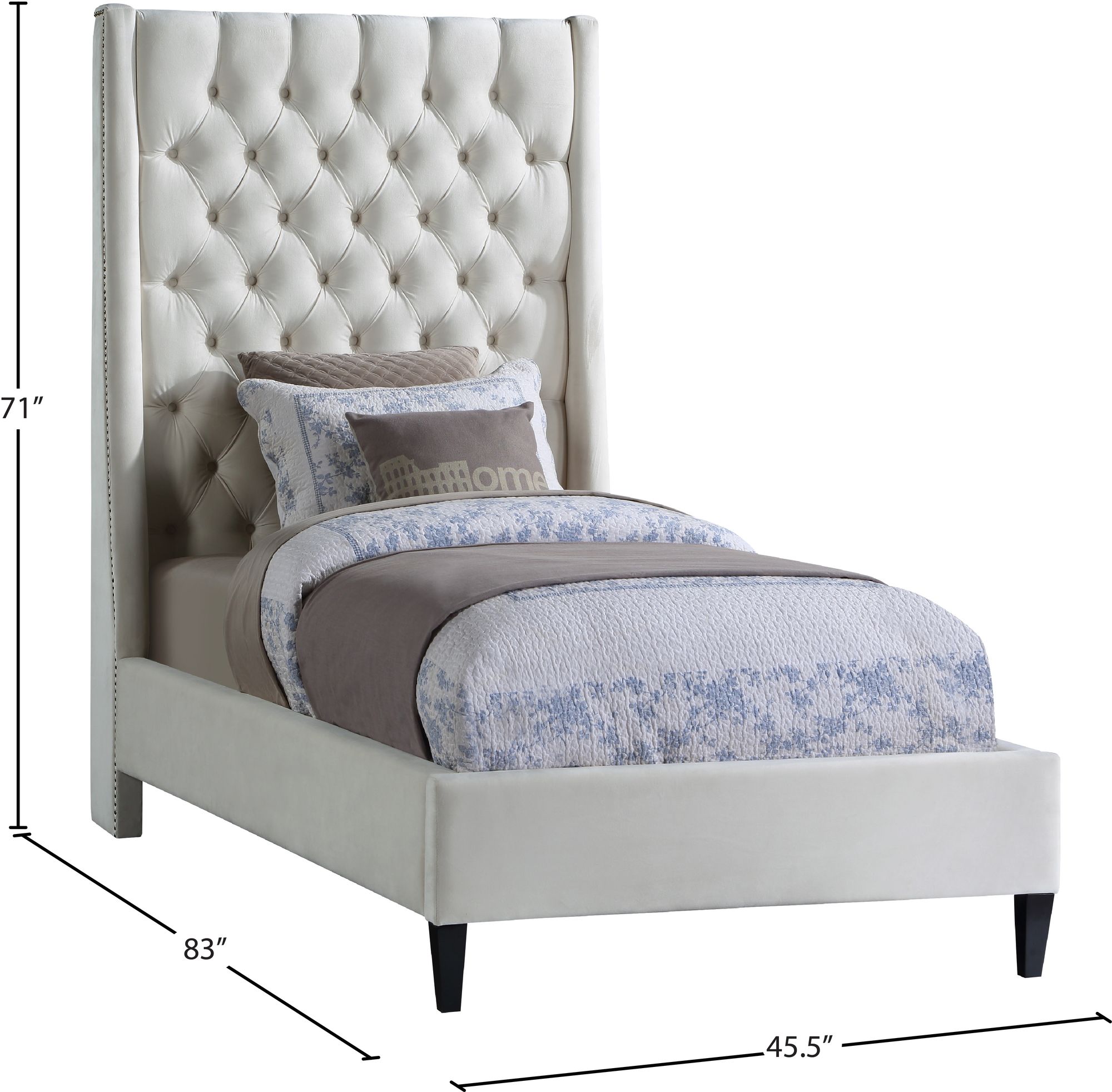 Fritz Velvet Twin Size Bed