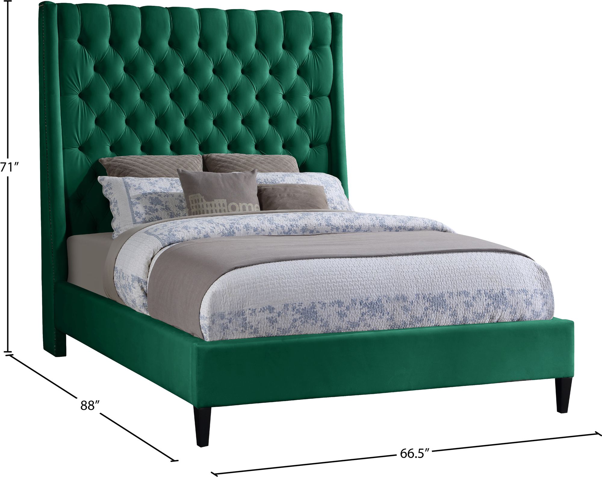 Fritz Velvet Queen Size Bed