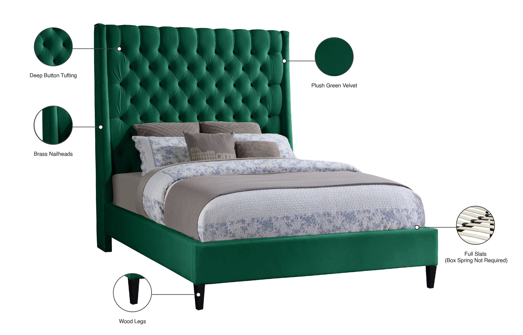 Fritz Velvet Queen Size Bed