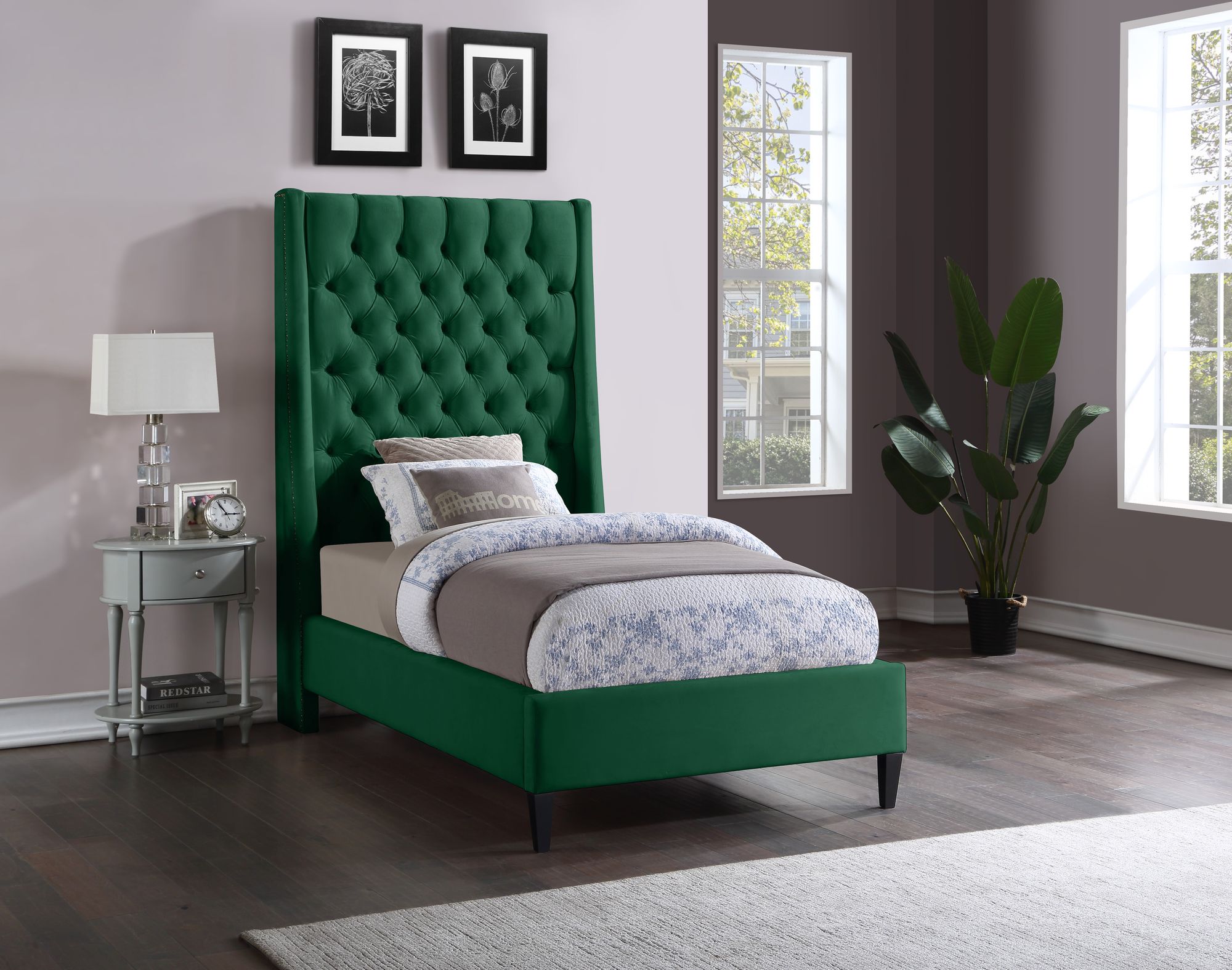 Fritz Velvet Twin Size Bed