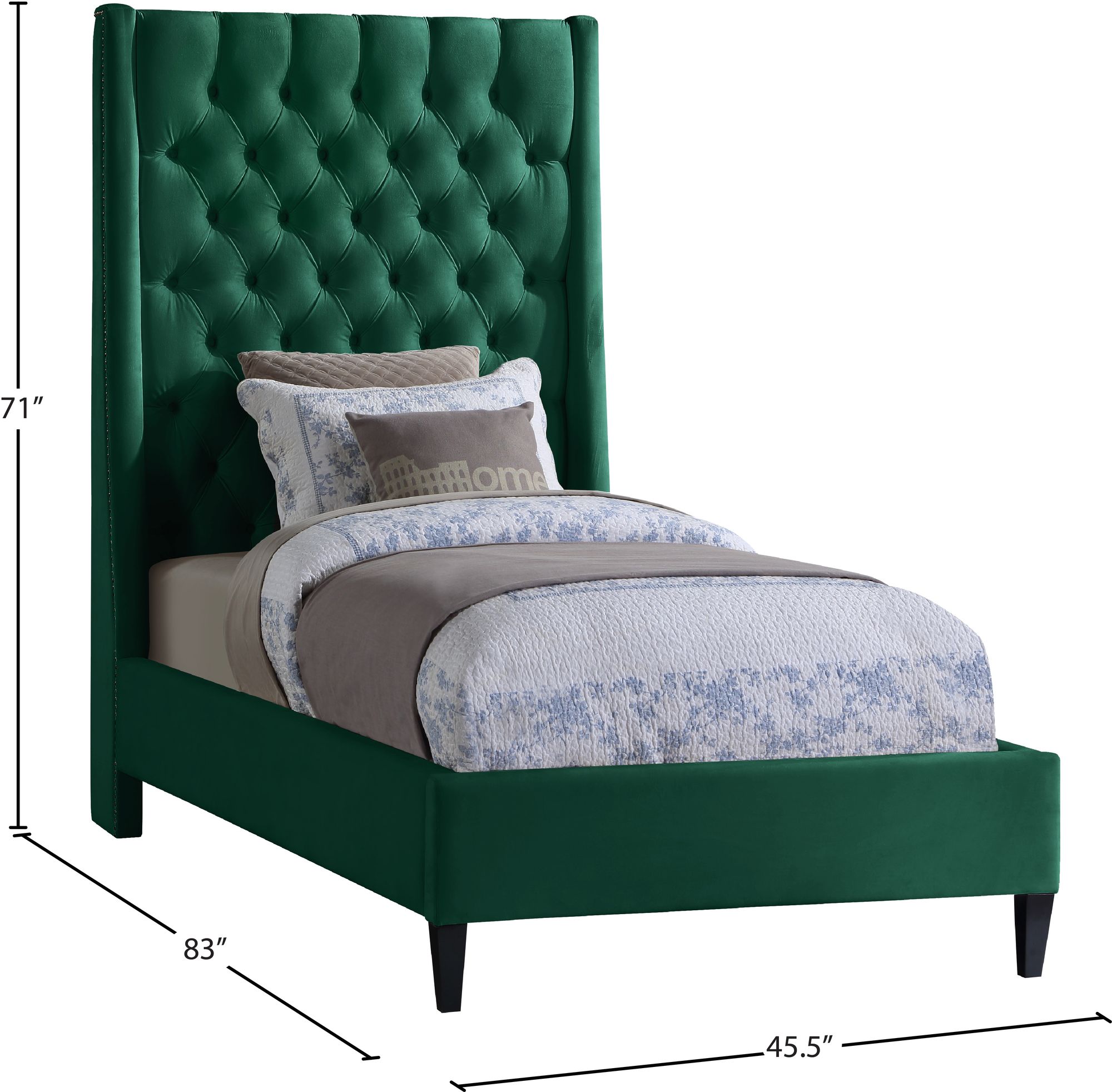 Fritz Velvet Twin Size Bed