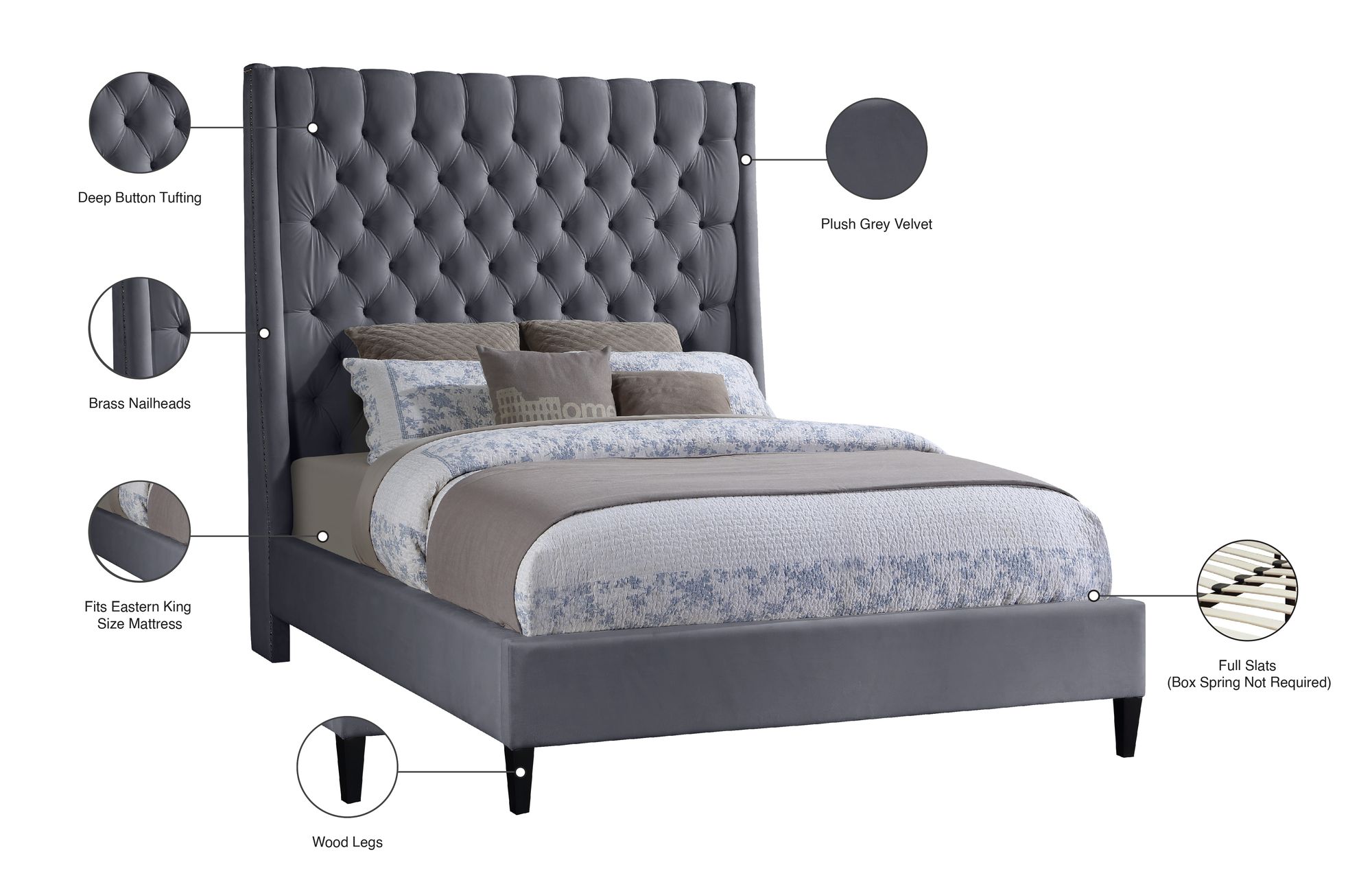 Fritz Velvet King Size Bed