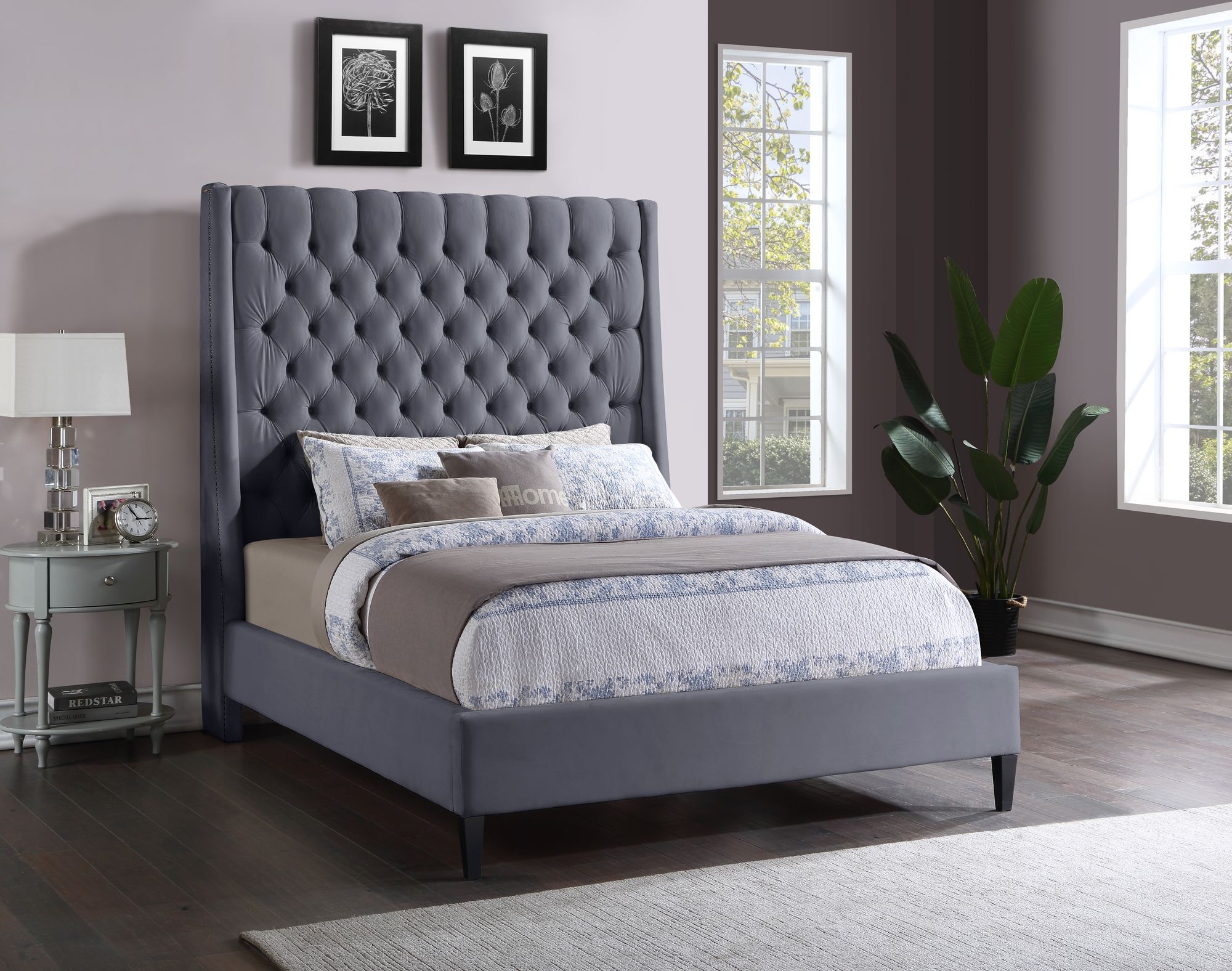 Fritz Velvet Queen Size Bed