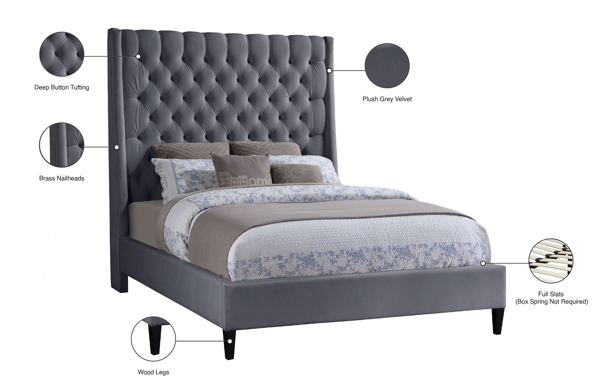 Fritz Velvet Queen Size Bed