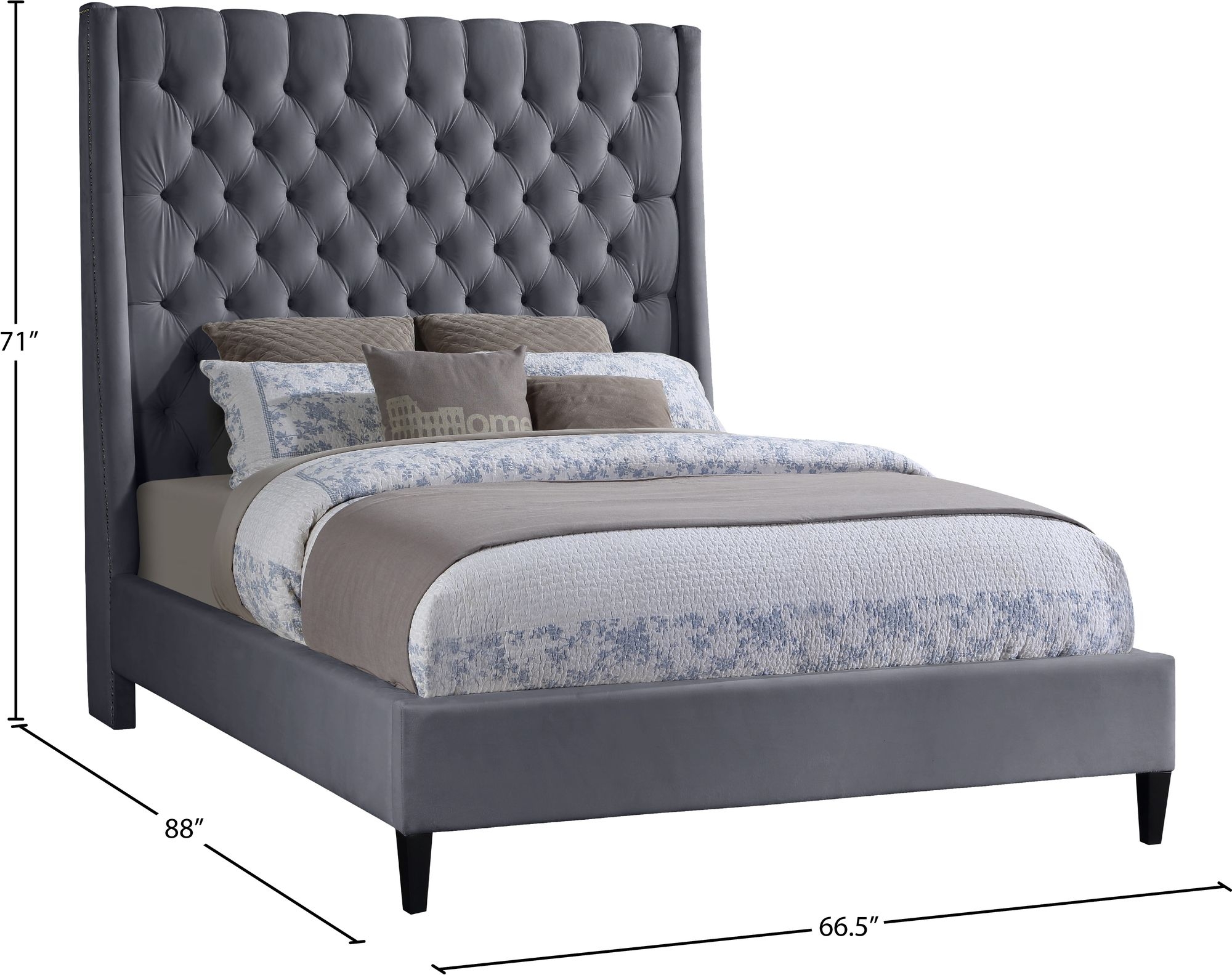 Fritz Velvet Queen Size Bed