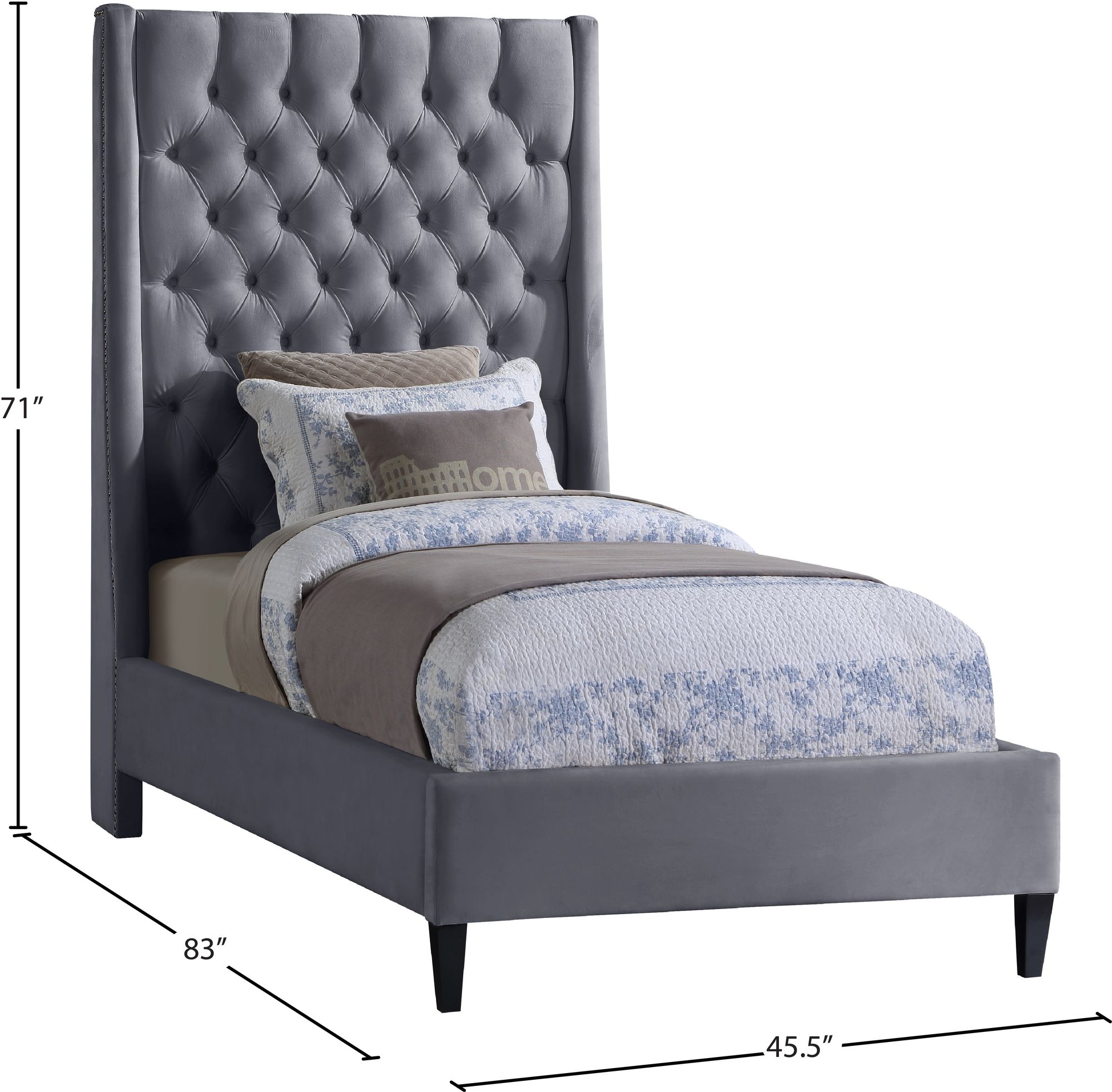 Fritz Velvet Twin Size Bed
