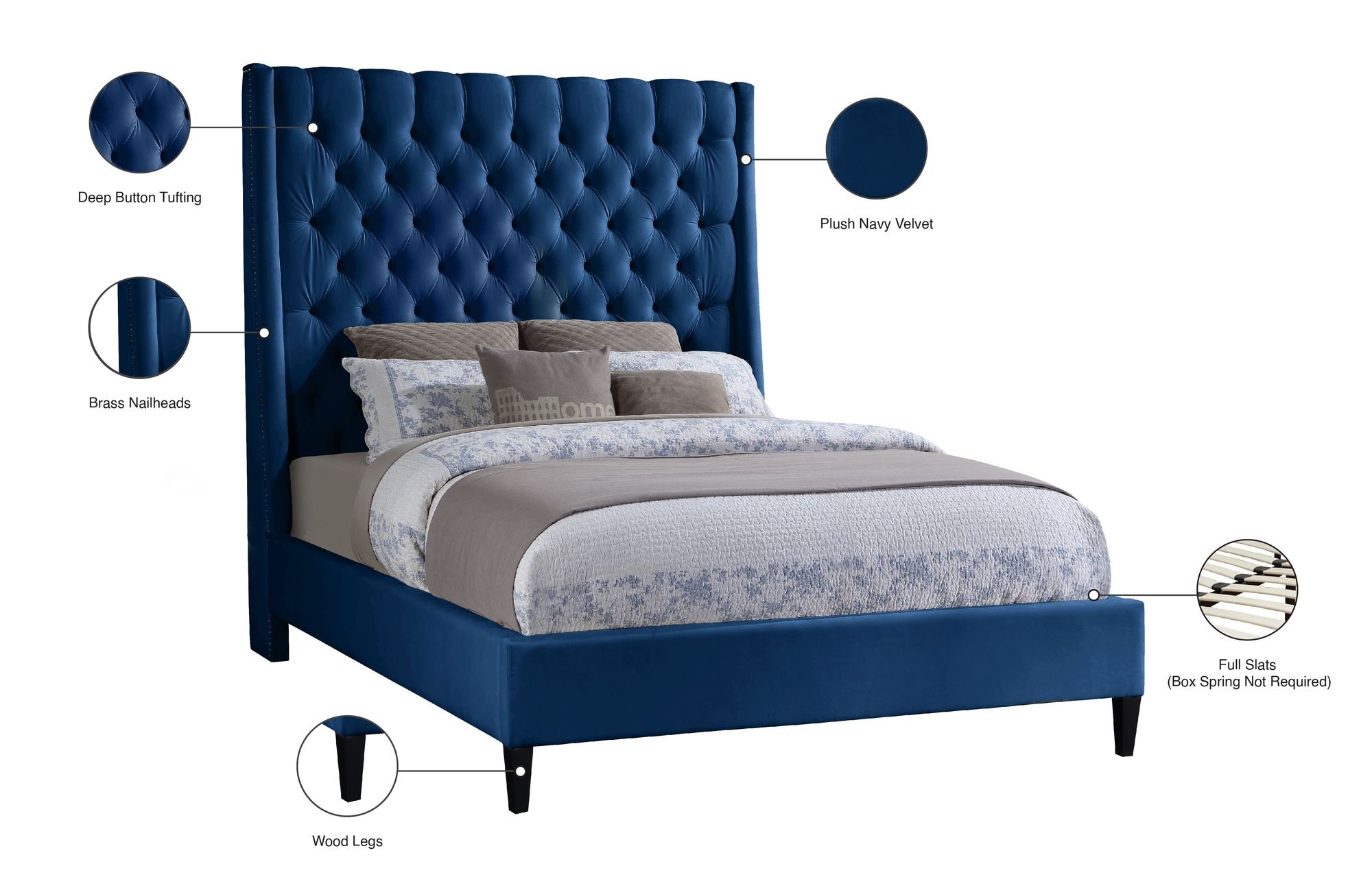 Fritz Velvet Queen Size Bed