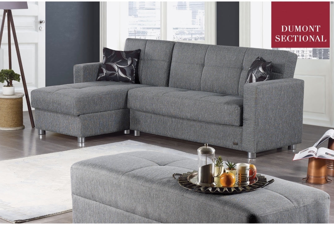 Dumont Linen Fabric Storage Sectional Sofa