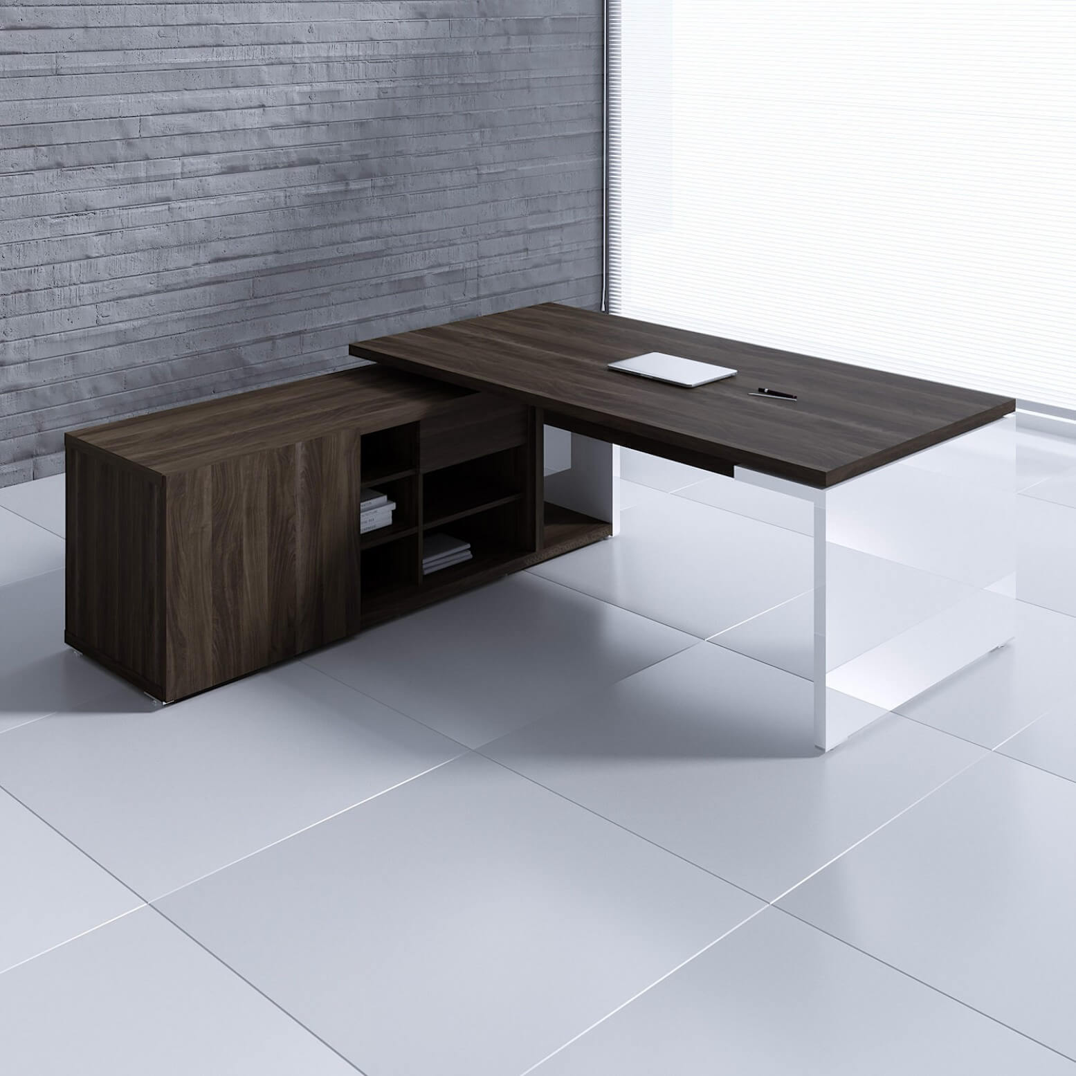 Dark Sycamore + High Gloss White