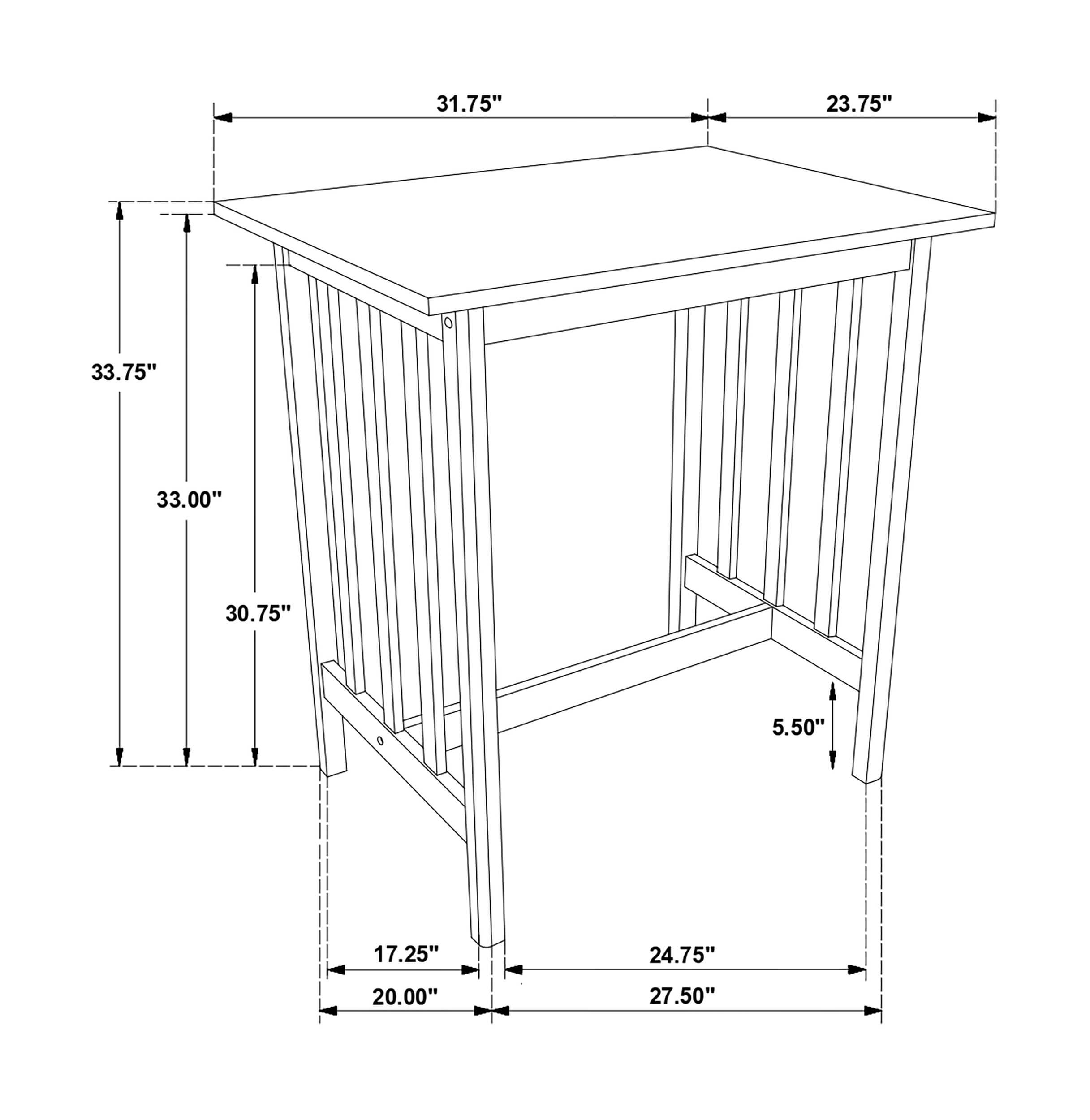 Oleander Wood Veneer 3-Piece Counter Height Set