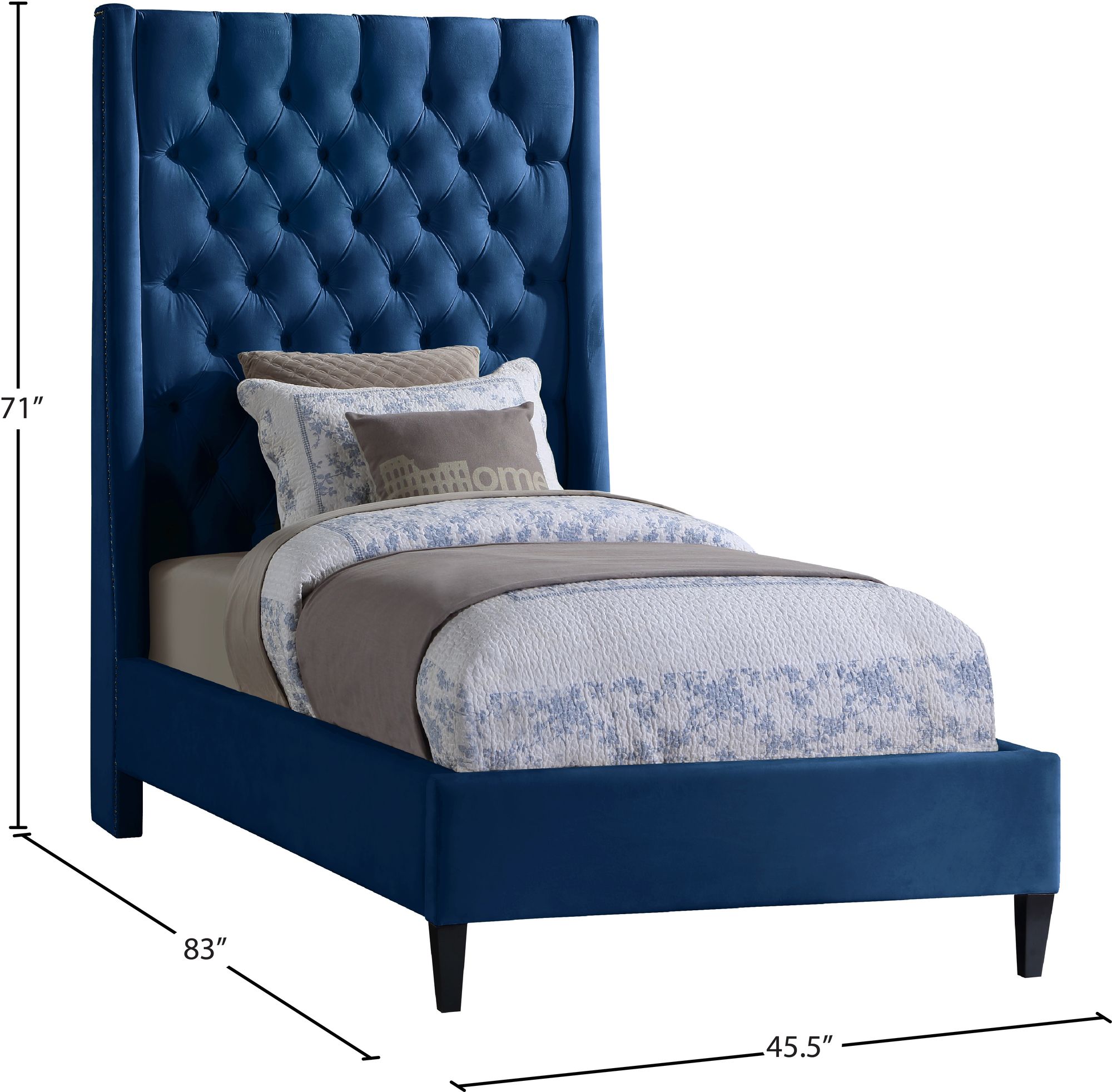 Fritz Velvet Twin Size Bed