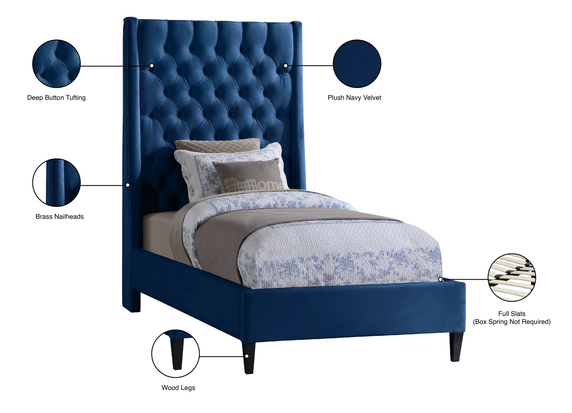 Fritz Velvet Twin Size Bed