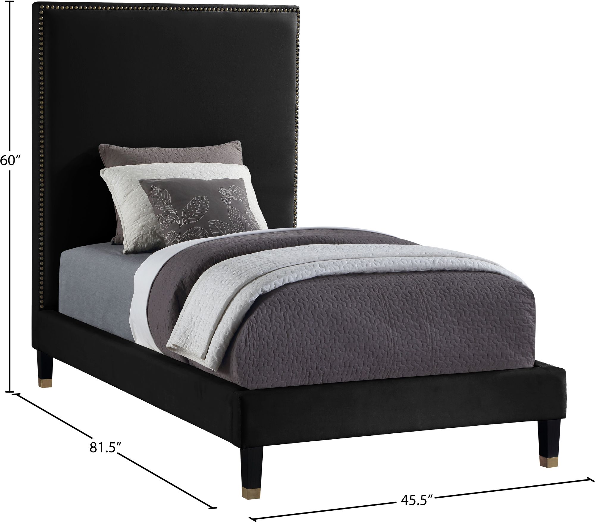 Harlie Velvet Twin Size Bed