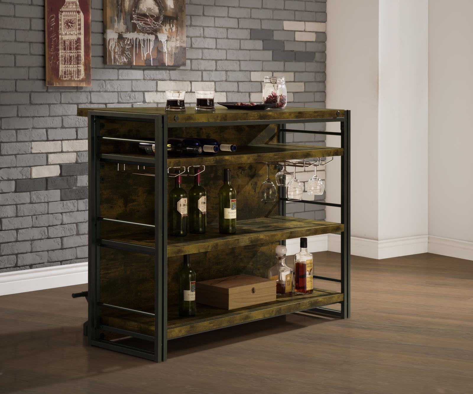 Renaldi Wood Veneer Bar Unit with Stemware Rack
