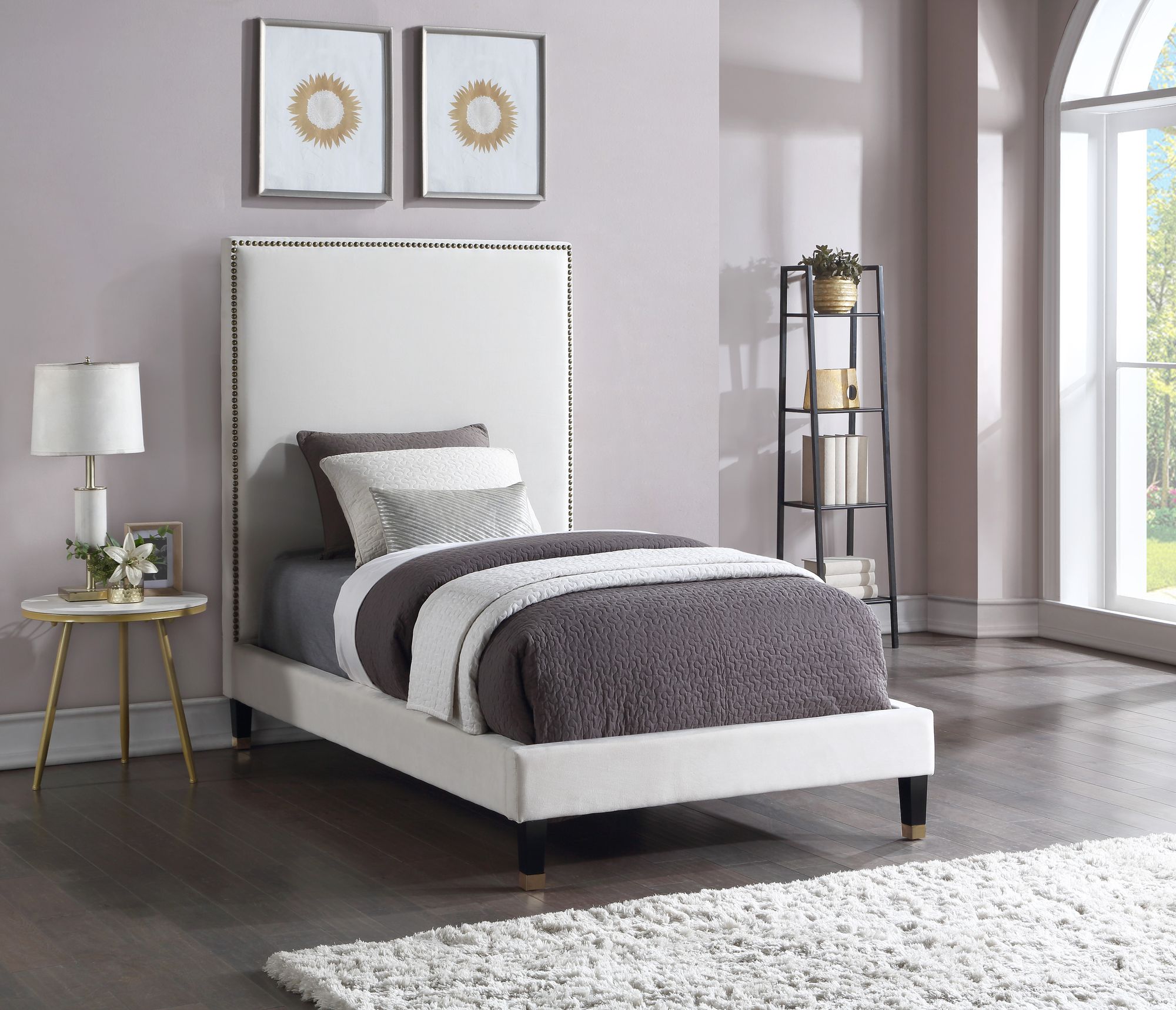 Harlie Velvet Twin Size Bed