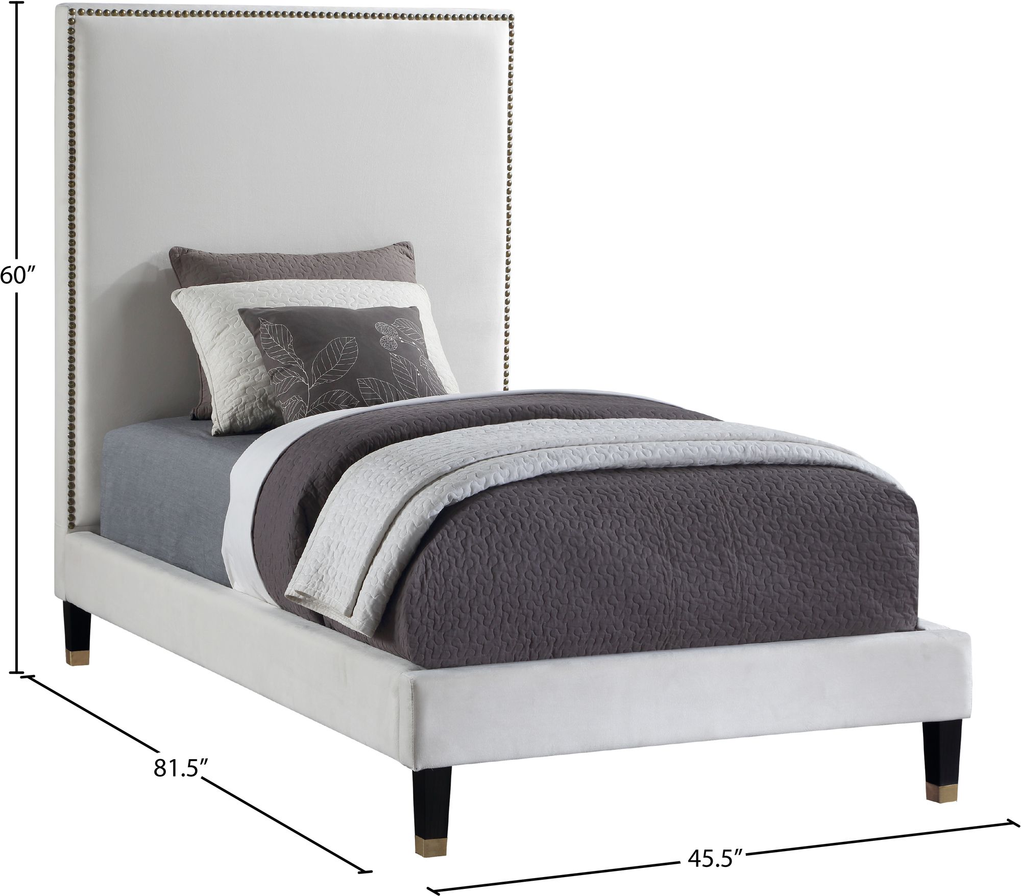 Harlie Velvet Twin Size Bed