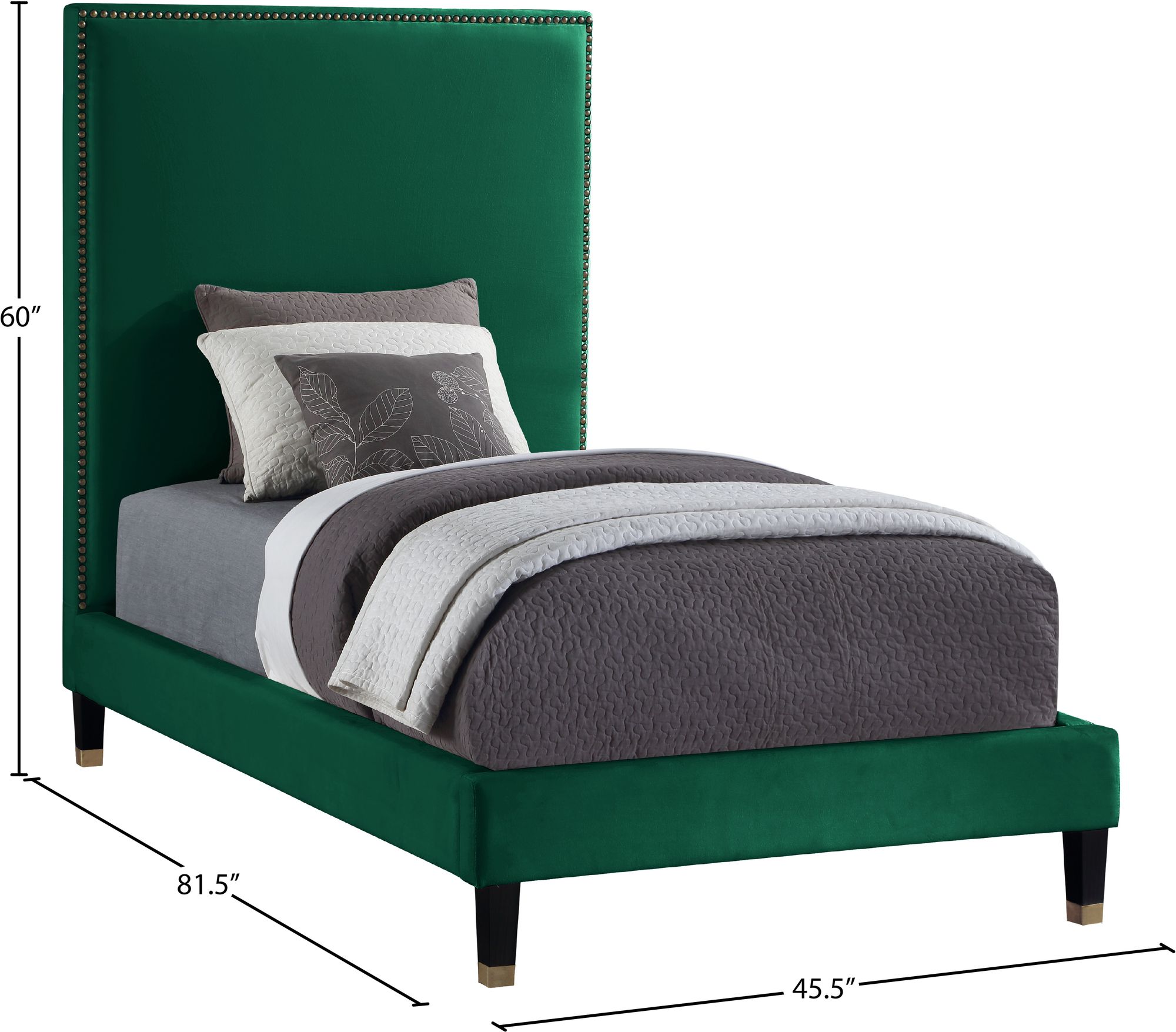 Harlie Velvet Twin Size Bed