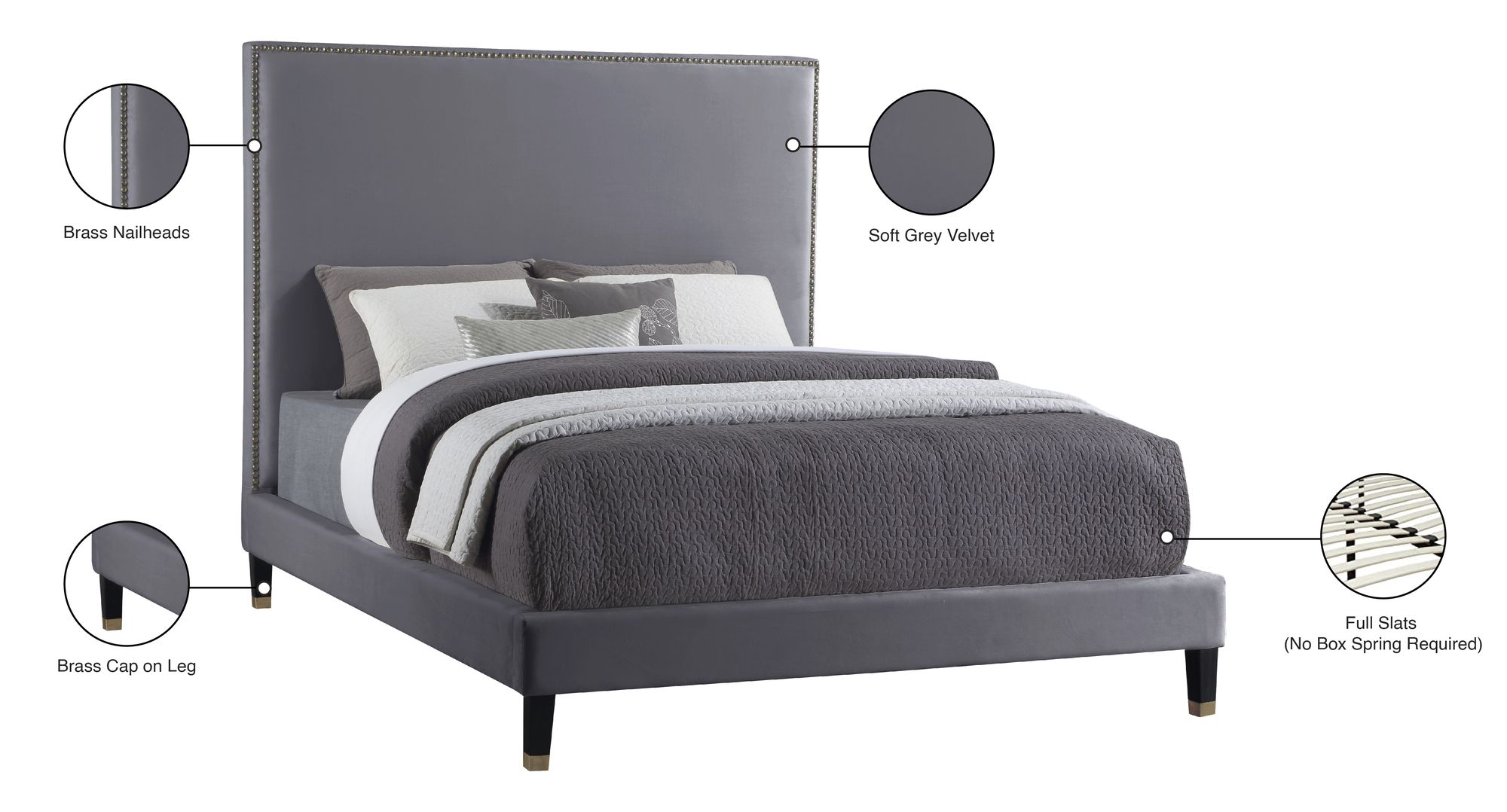 Harlie Velvet Queen Size Bed