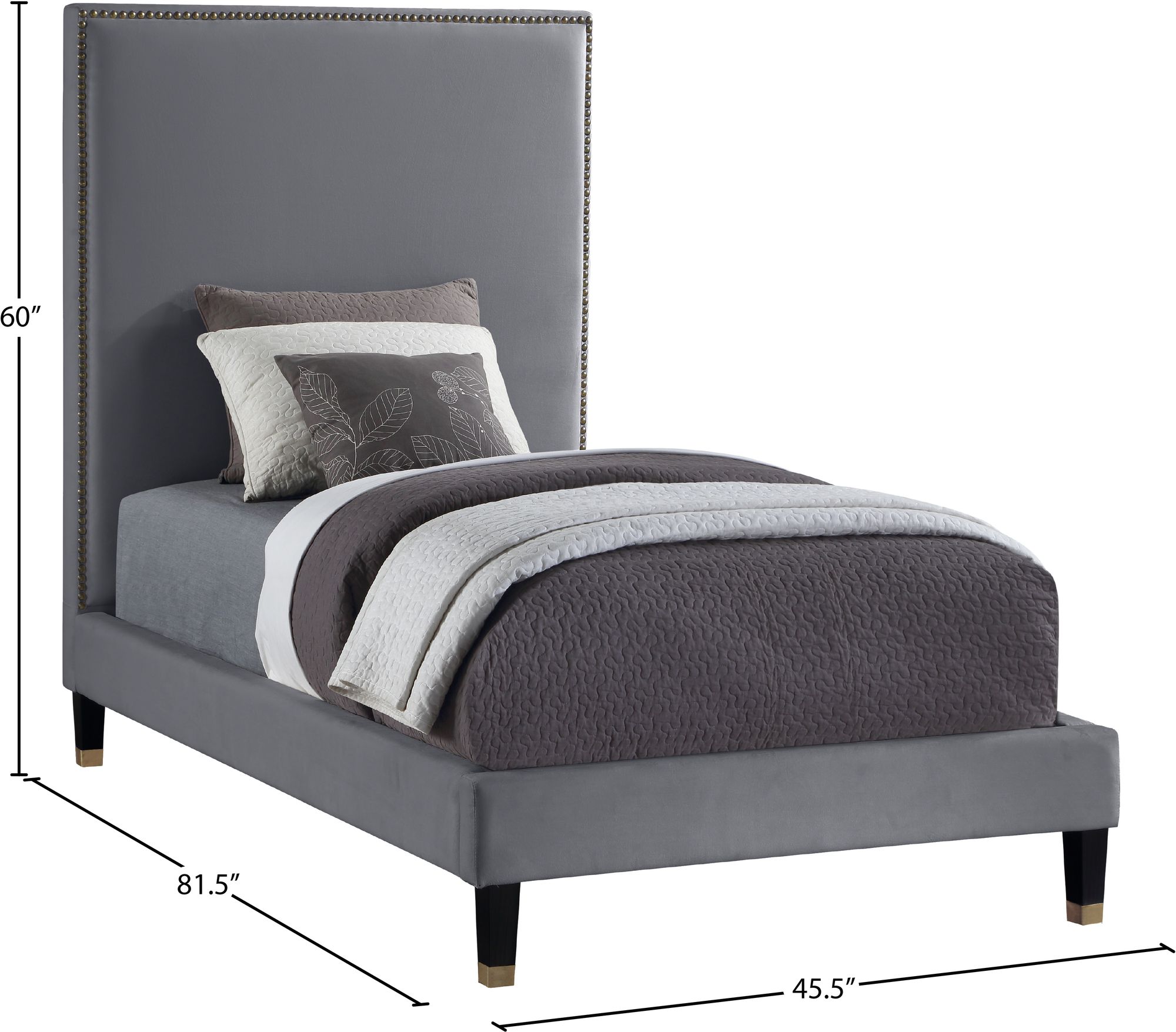 Harlie Velvet Twin Size Bed
