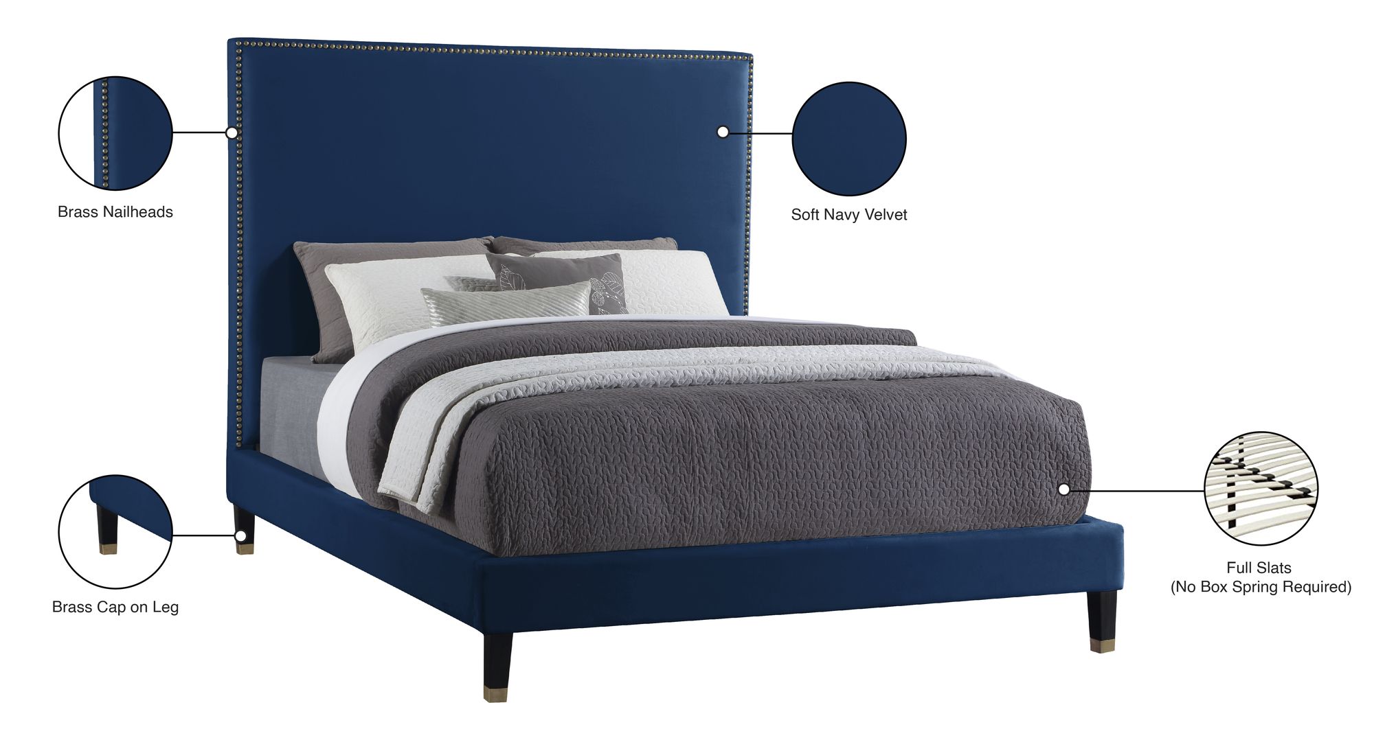 Harlie Velvet King Size Bed