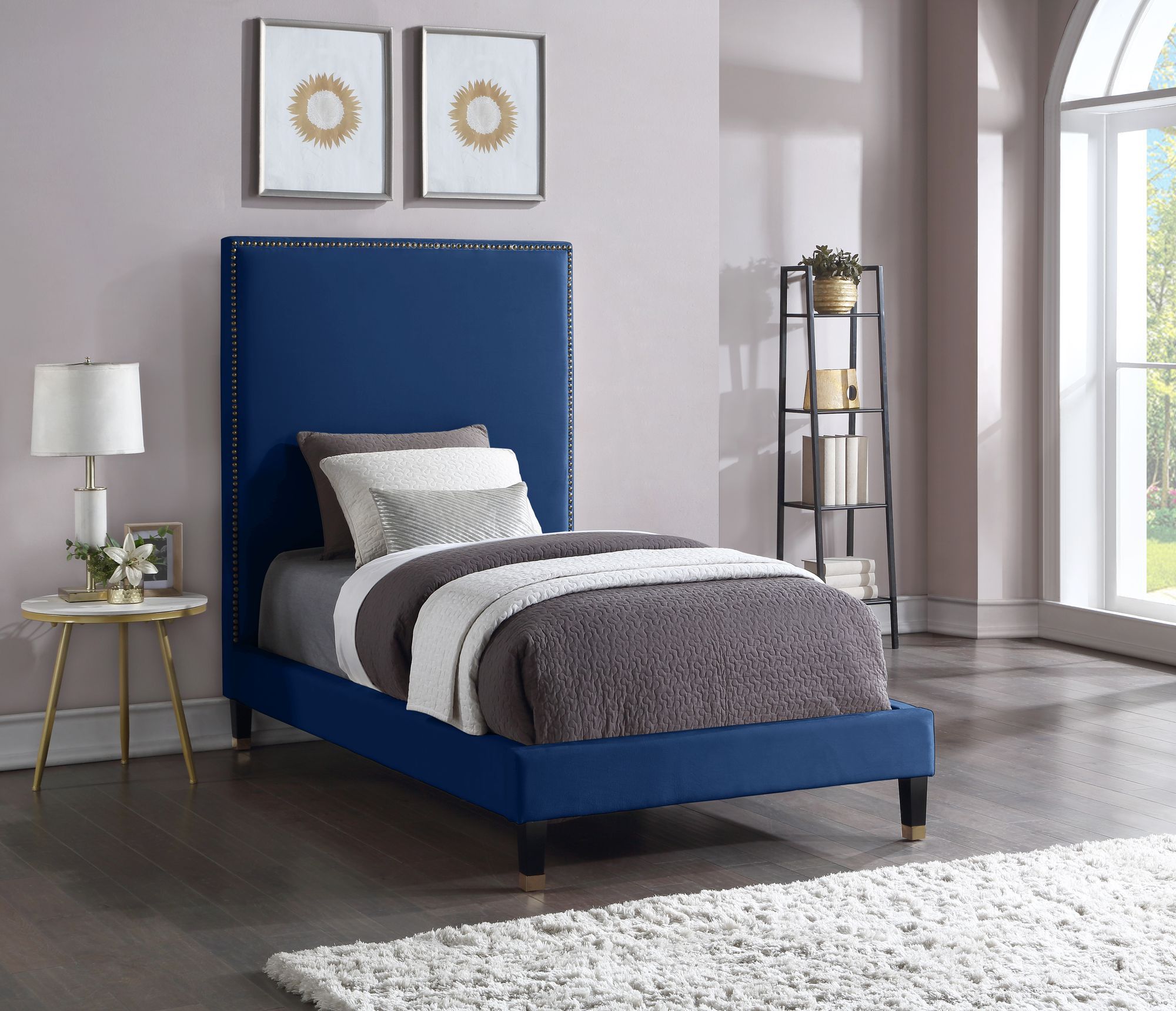 Harlie Velvet Twin Size Bed