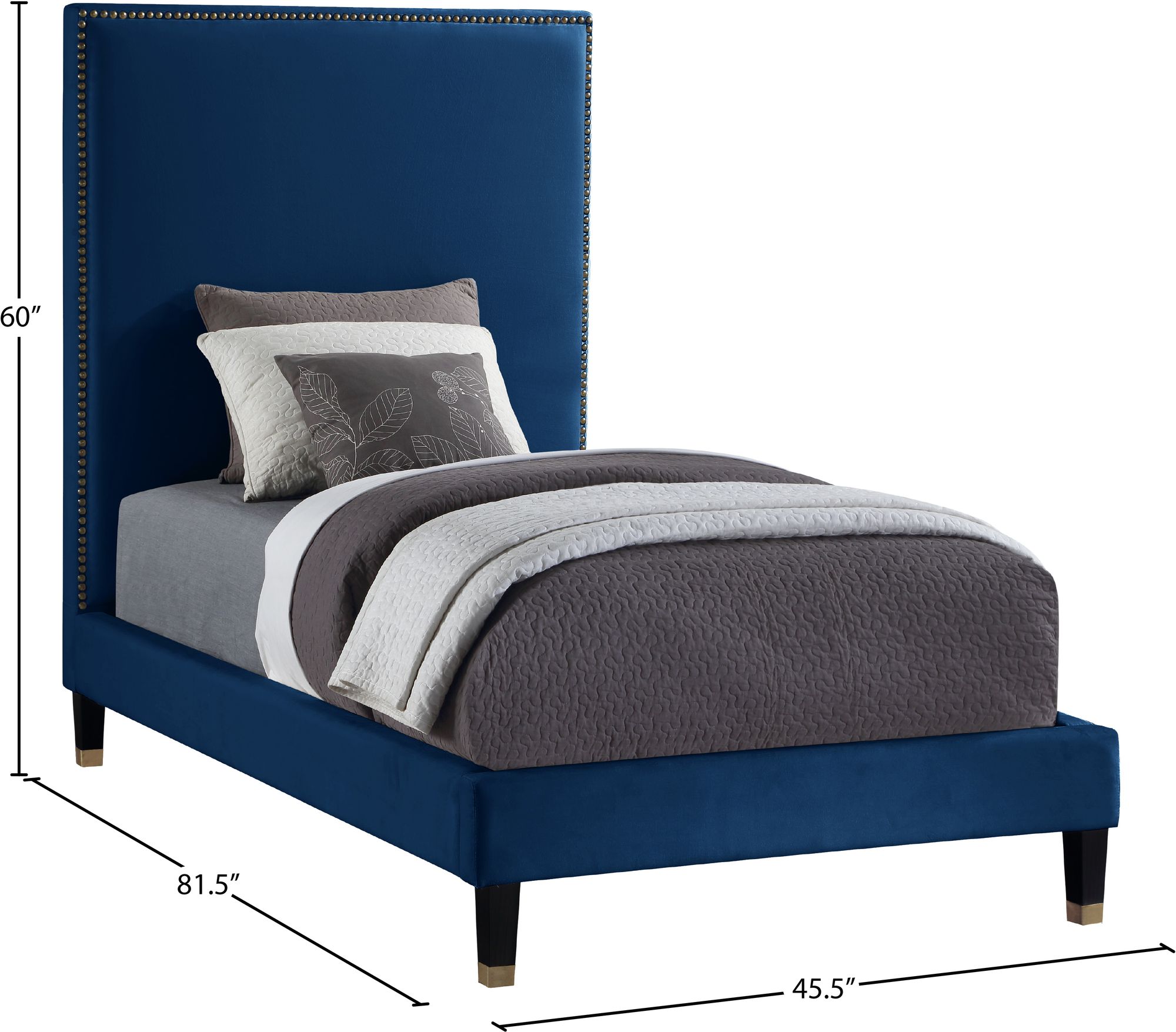 Harlie Velvet Twin Size Bed
