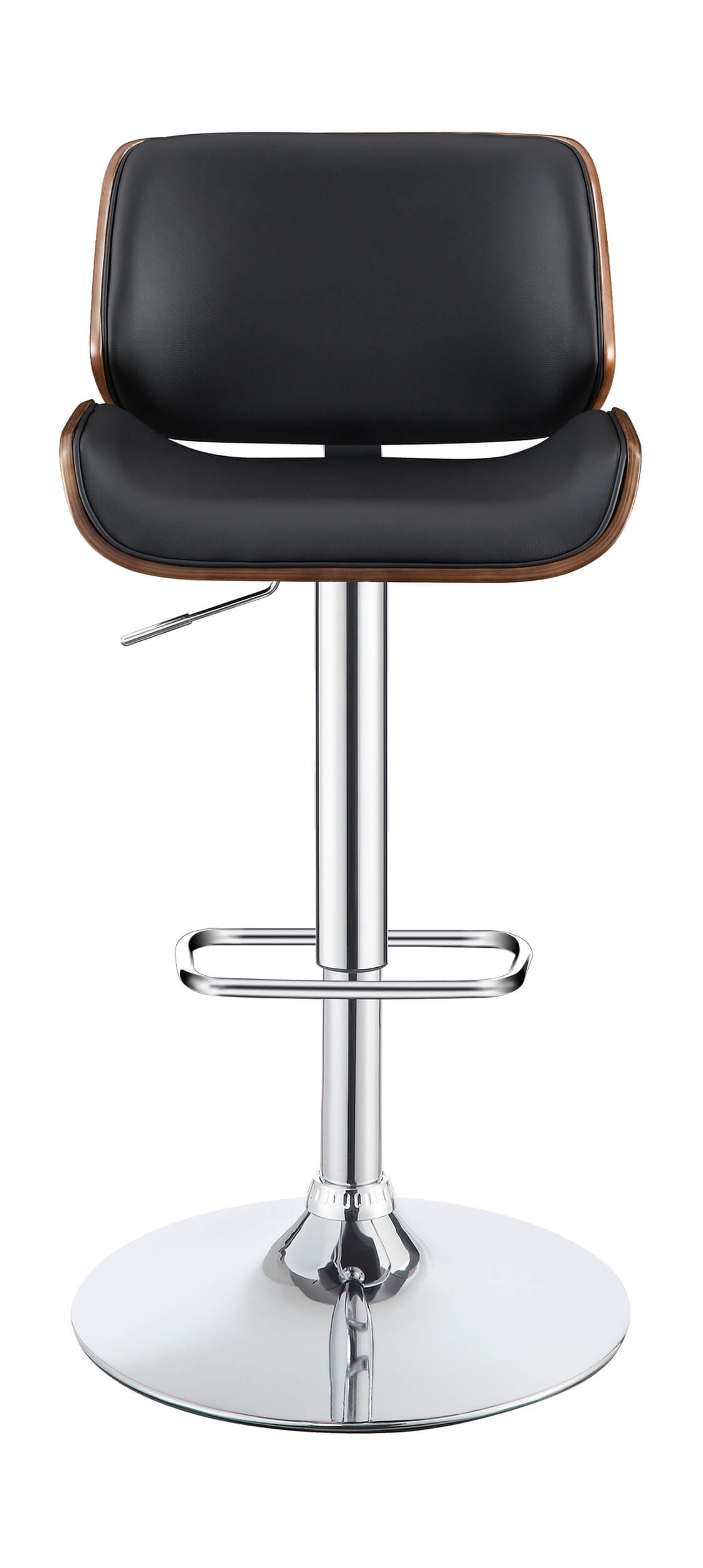 Folsom Leatherette/Wood Veneer Bar Stool with Adjustable Chrome Base