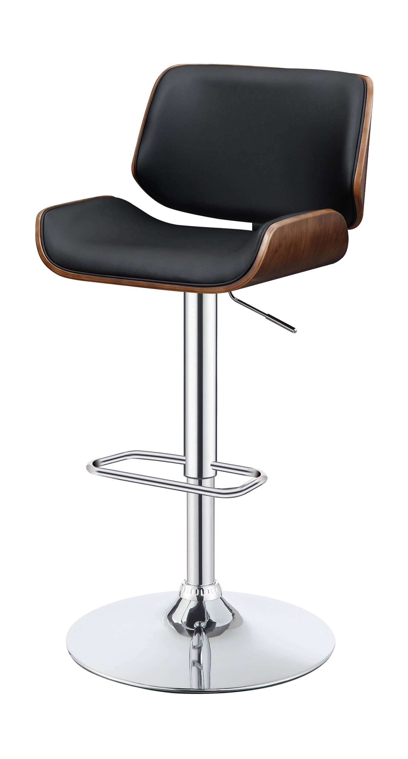 Folsom Leatherette/Wood Veneer Bar Stool with Adjustable Chrome Base