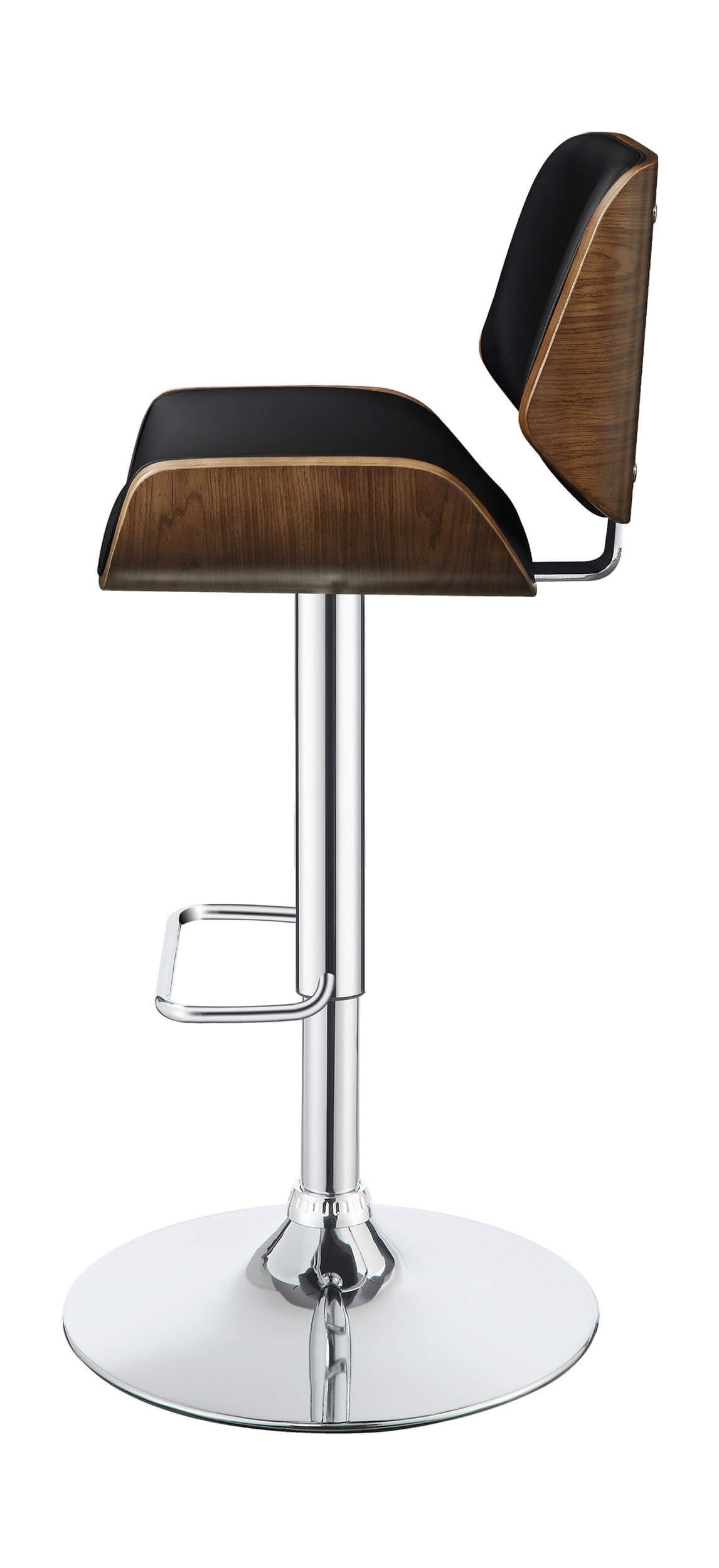 Folsom Leatherette/Wood Veneer Bar Stool with Adjustable Chrome Base