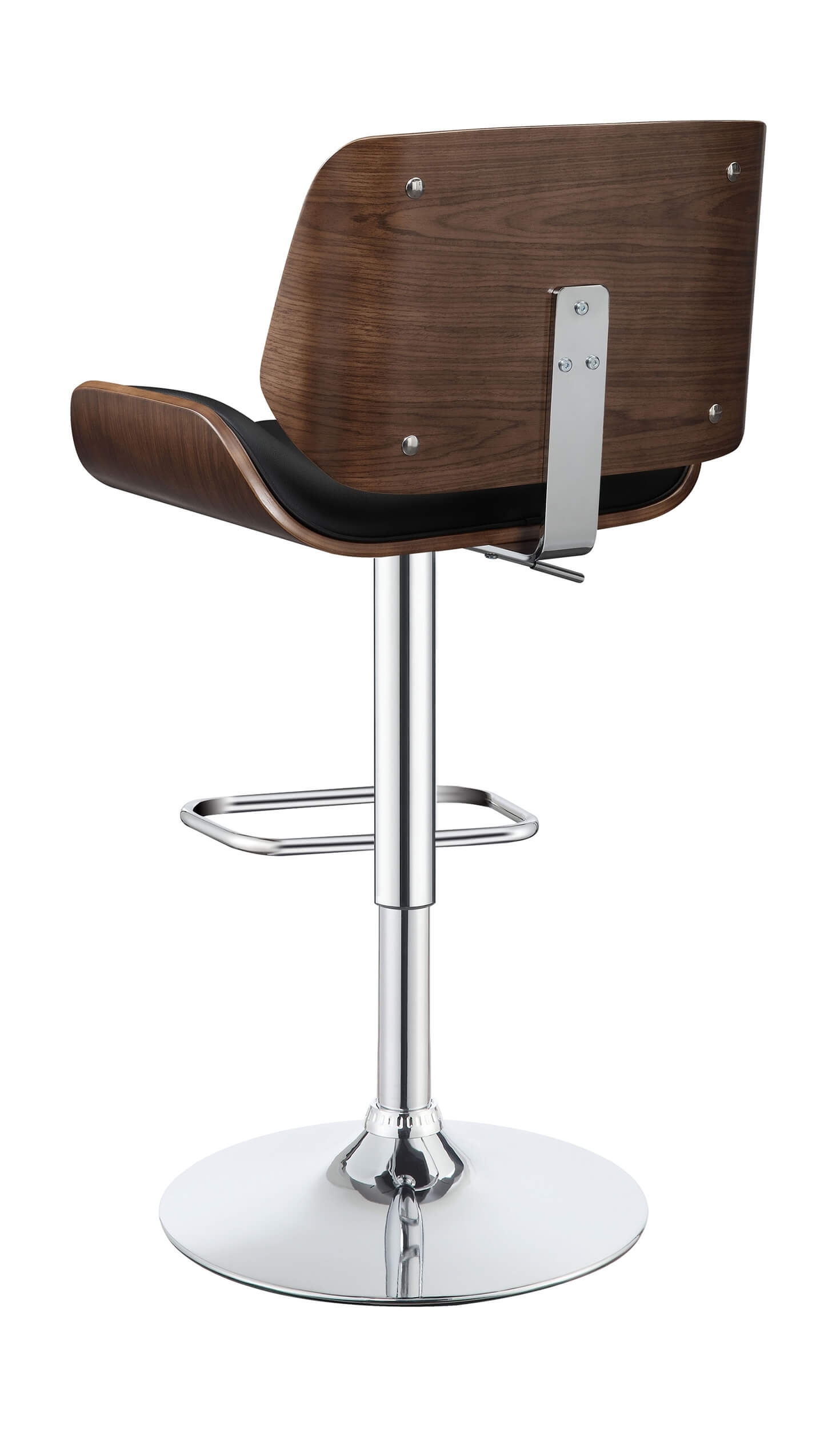 Folsom Leatherette/Wood Veneer Bar Stool with Adjustable Chrome Base