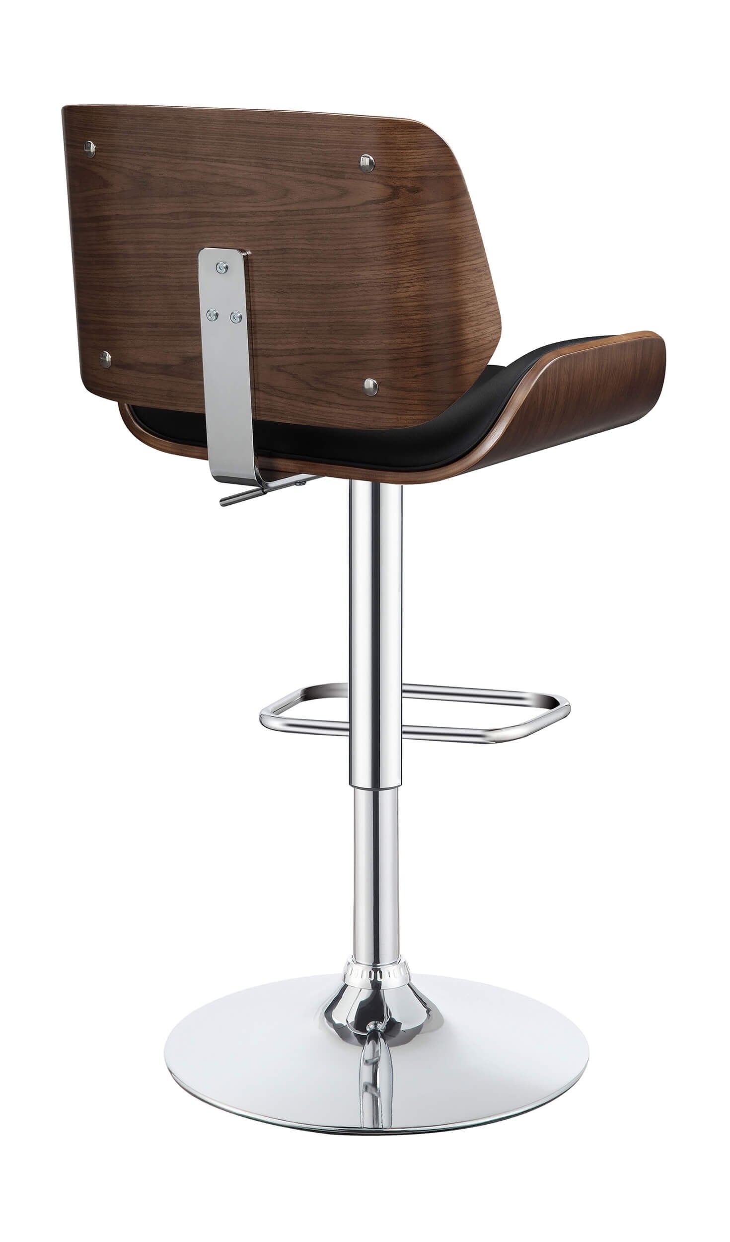 Folsom Leatherette/Wood Veneer Bar Stool with Adjustable Chrome Base