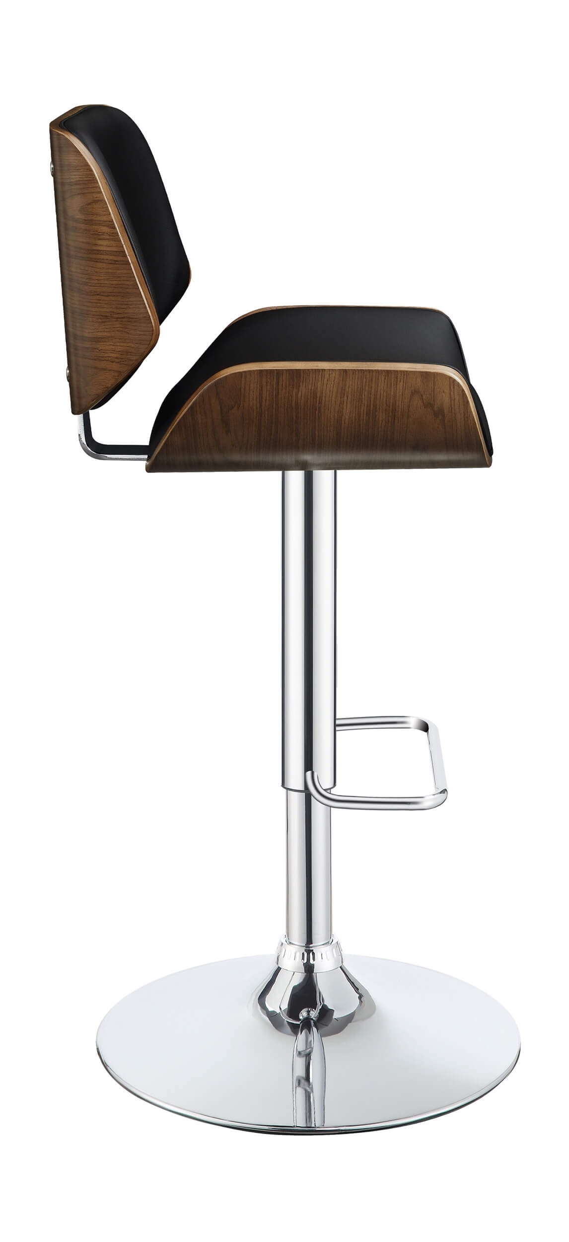 Folsom Leatherette/Wood Veneer Bar Stool with Adjustable Chrome Base