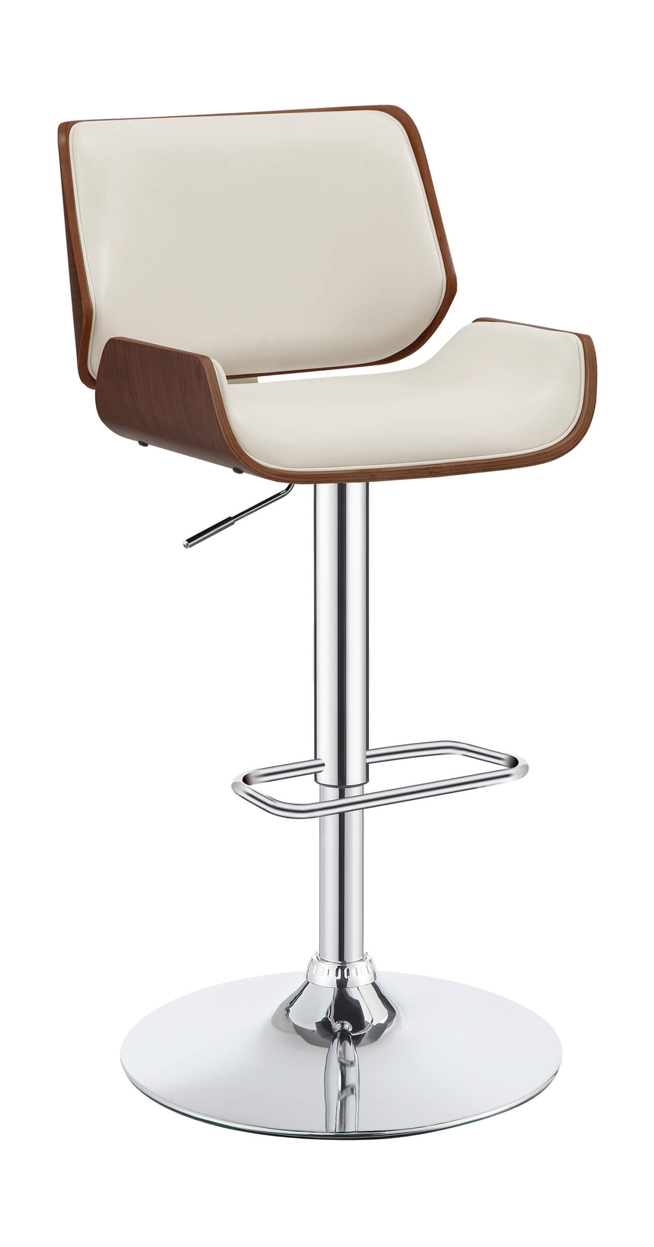 Folsom Leatherette/Wood Veneer Bar Stool with Adjustable Chrome Base