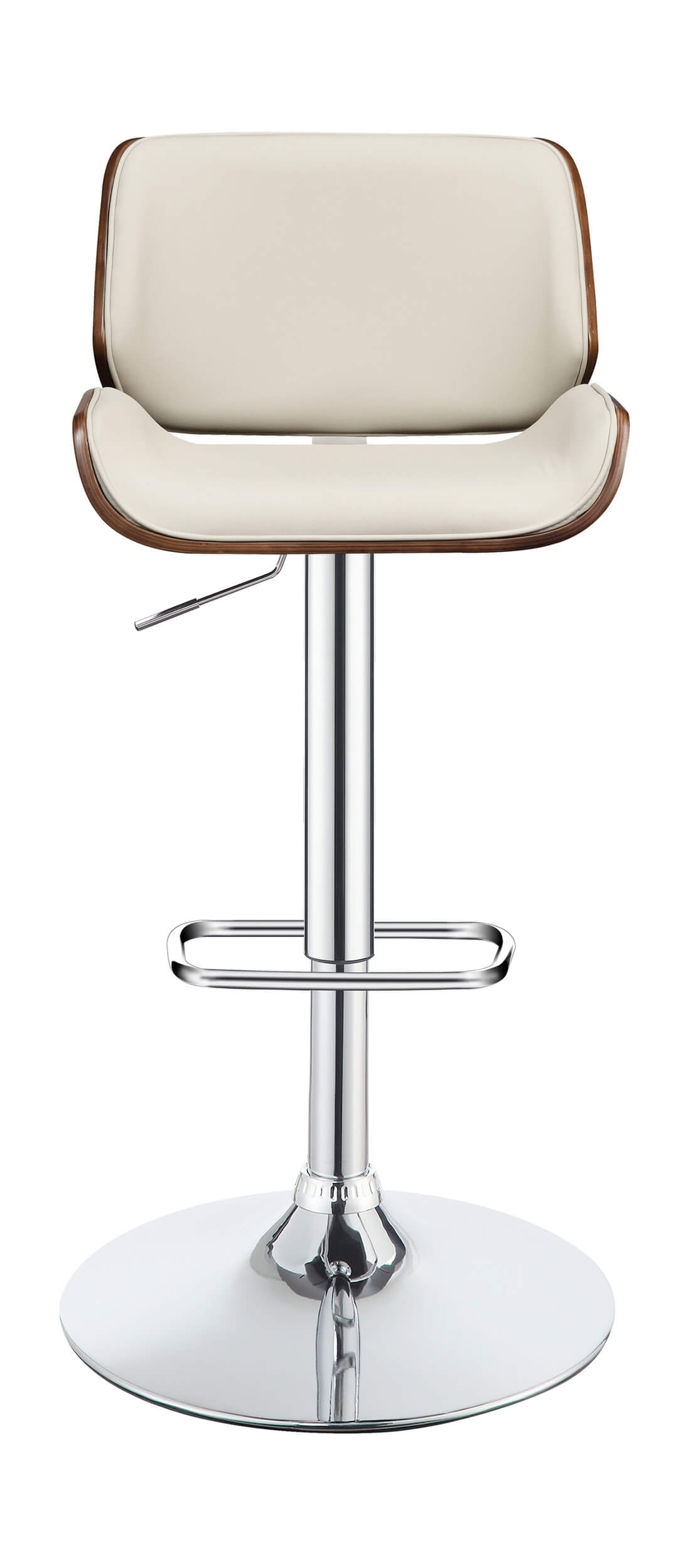 Folsom Leatherette/Wood Veneer Bar Stool with Adjustable Chrome Base