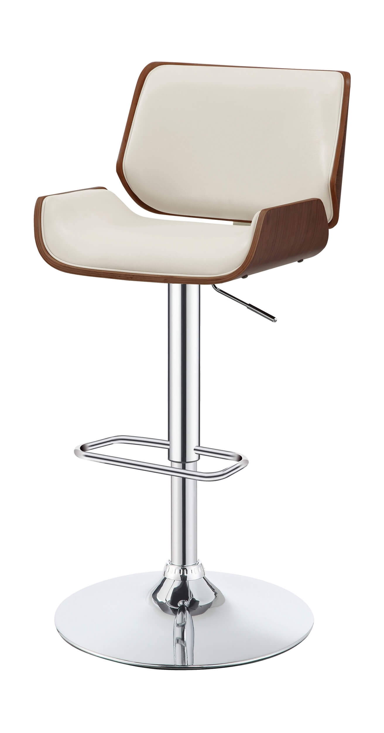 Folsom Leatherette/Wood Veneer Bar Stool with Adjustable Chrome Base