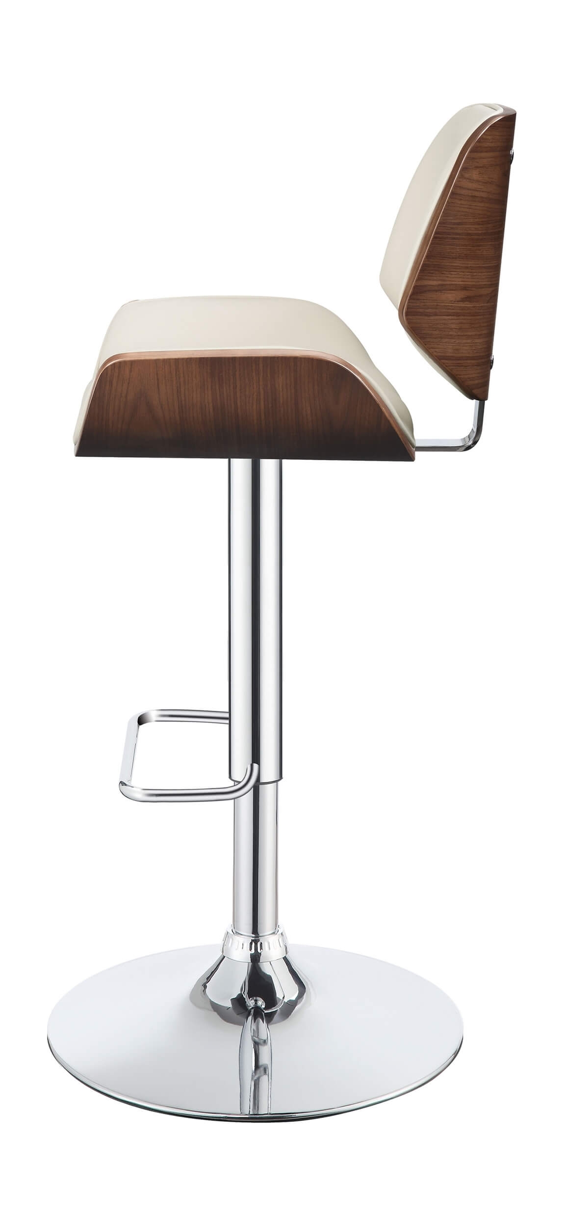 Folsom Leatherette/Wood Veneer Bar Stool with Adjustable Chrome Base