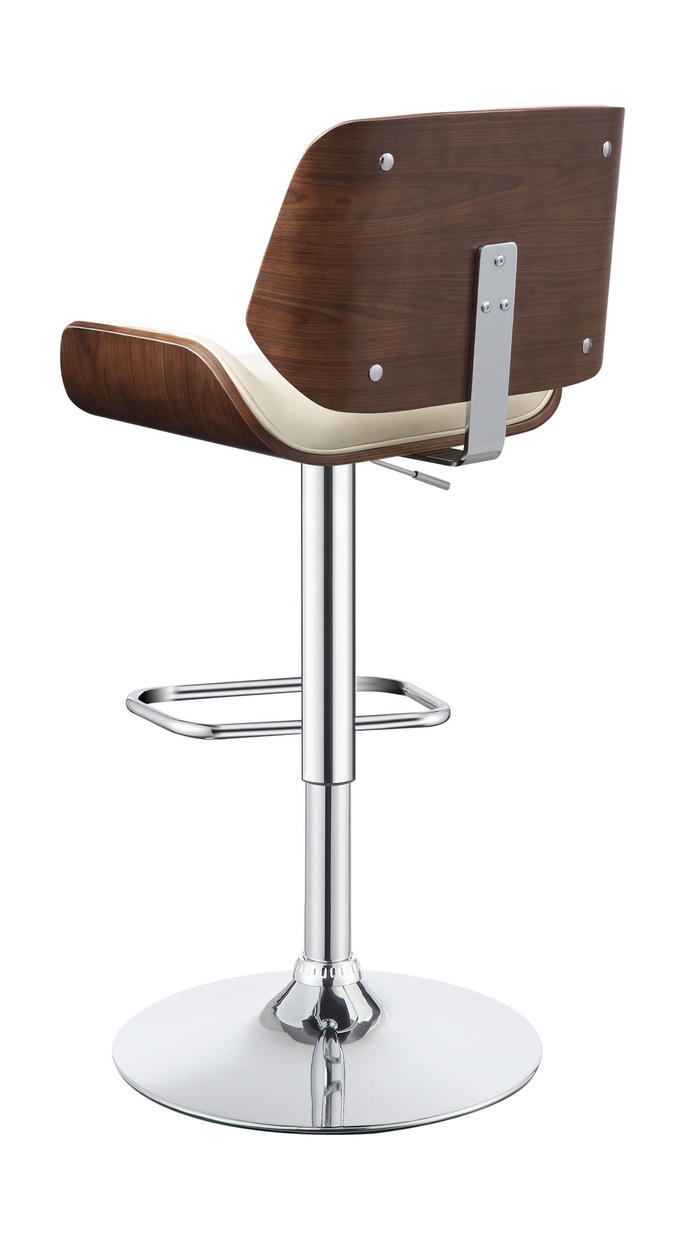 Folsom Leatherette/Wood Veneer Bar Stool with Adjustable Chrome Base