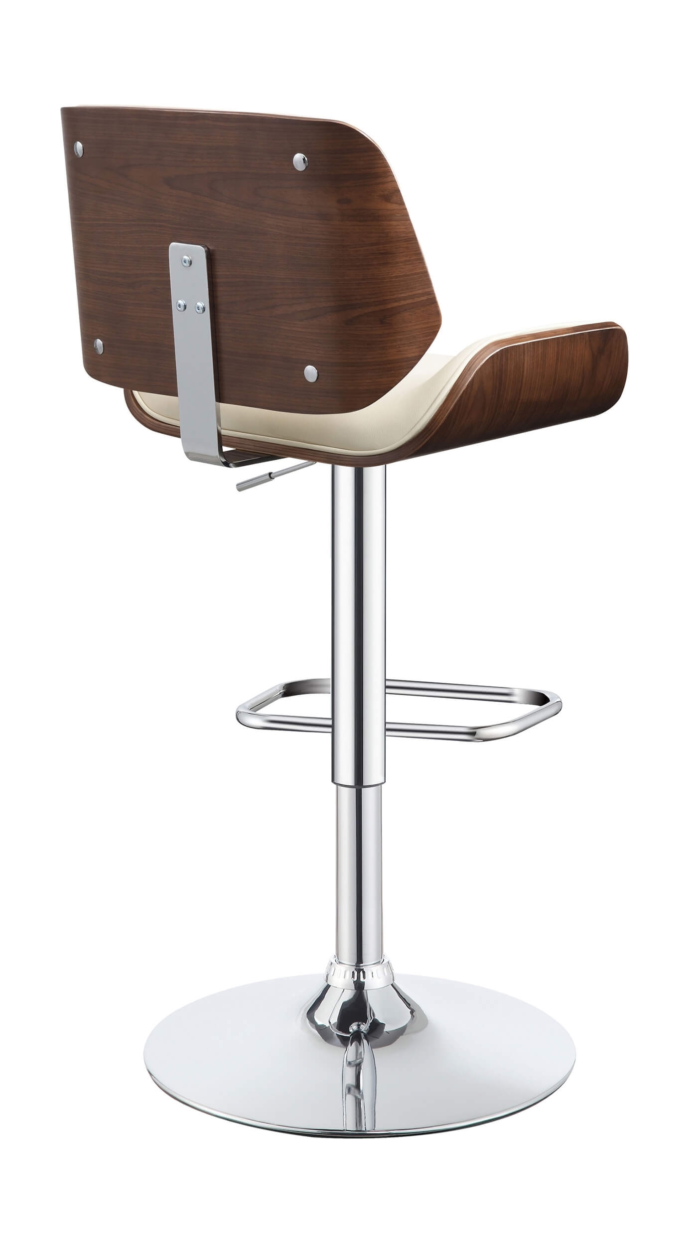 Folsom Leatherette/Wood Veneer Bar Stool with Adjustable Chrome Base