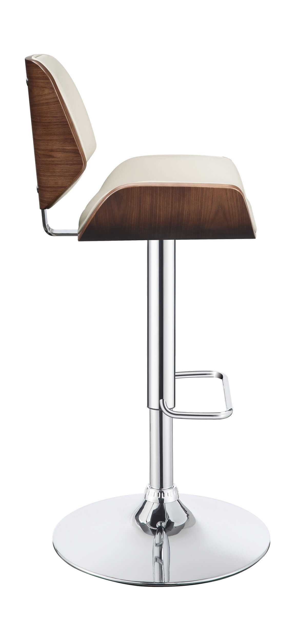 Folsom Leatherette/Wood Veneer Bar Stool with Adjustable Chrome Base