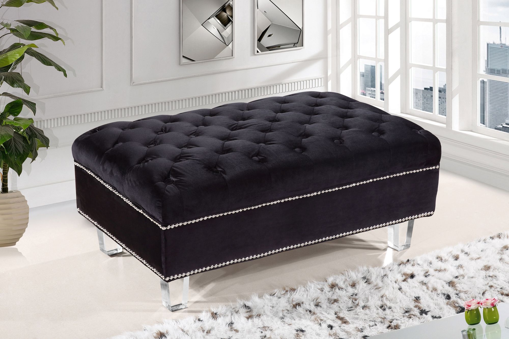 Lucas Velvet Ottoman