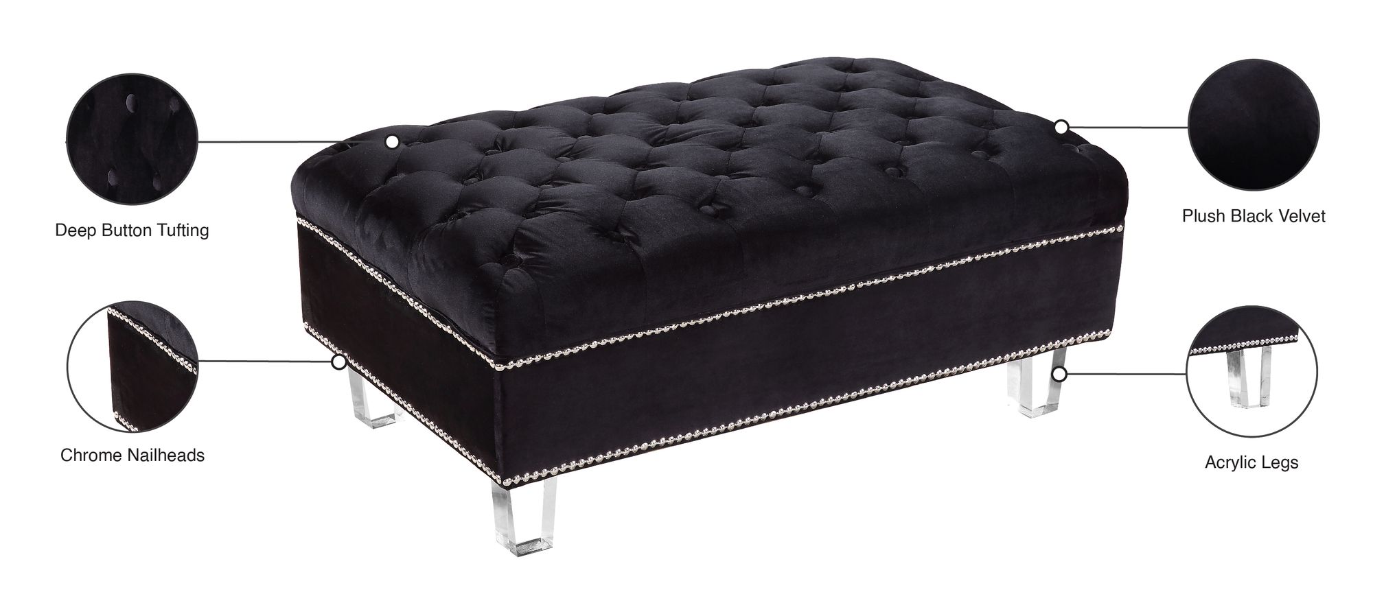 Lucas Velvet Ottoman