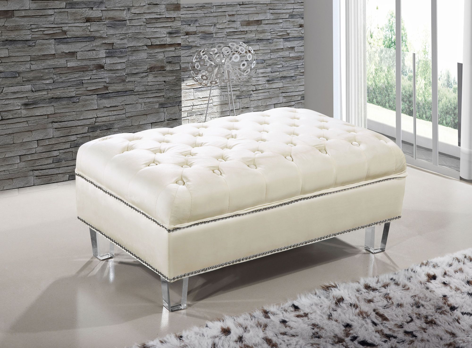 Lucas Velvet Ottoman