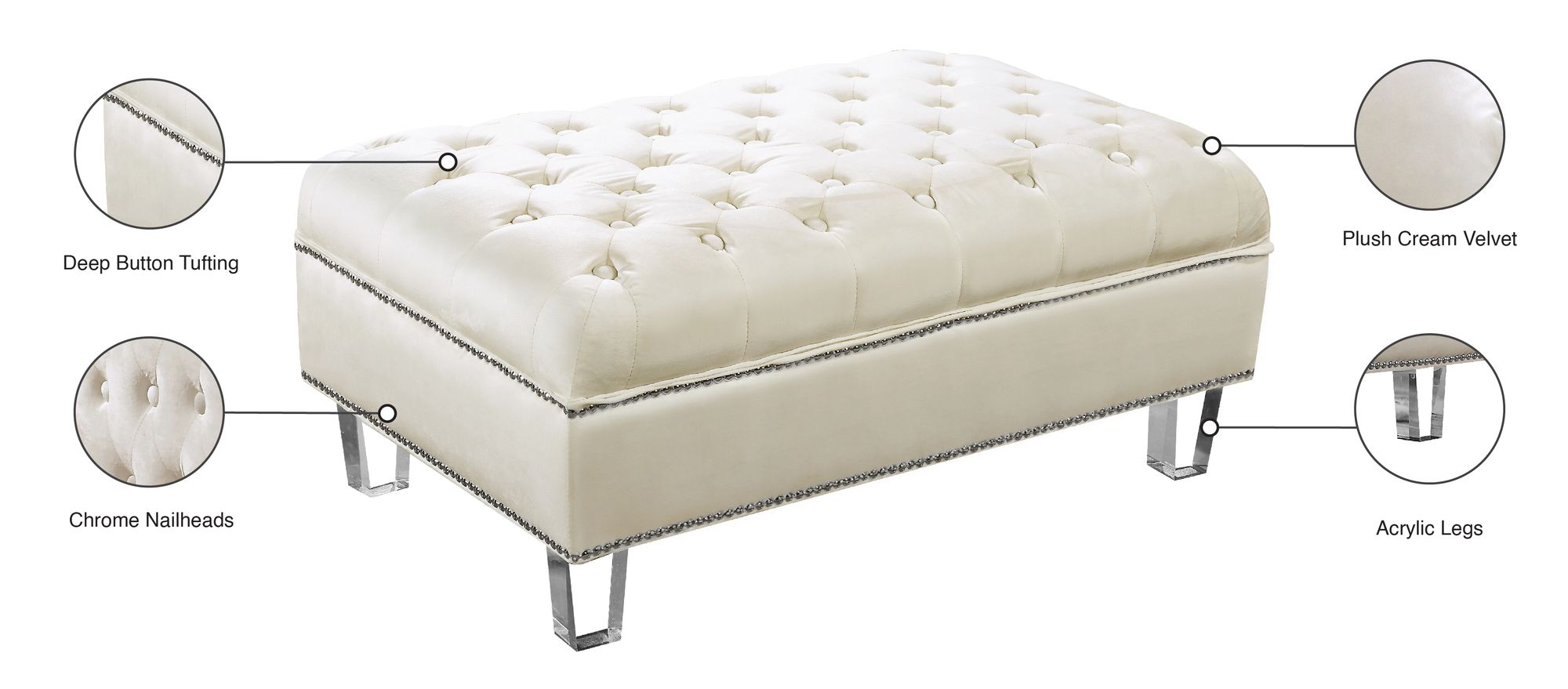 Lucas Velvet Ottoman